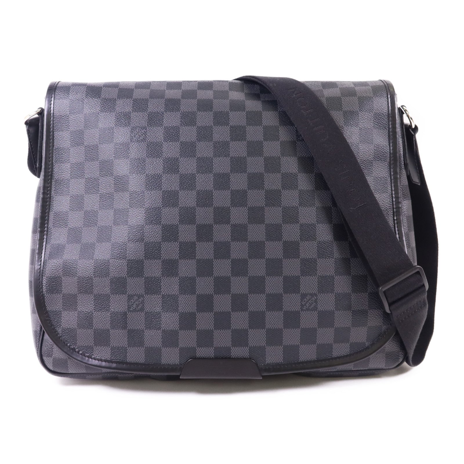 LOUIS VUITTON Damier Graphite Daniel GM銀扣肩背袋
