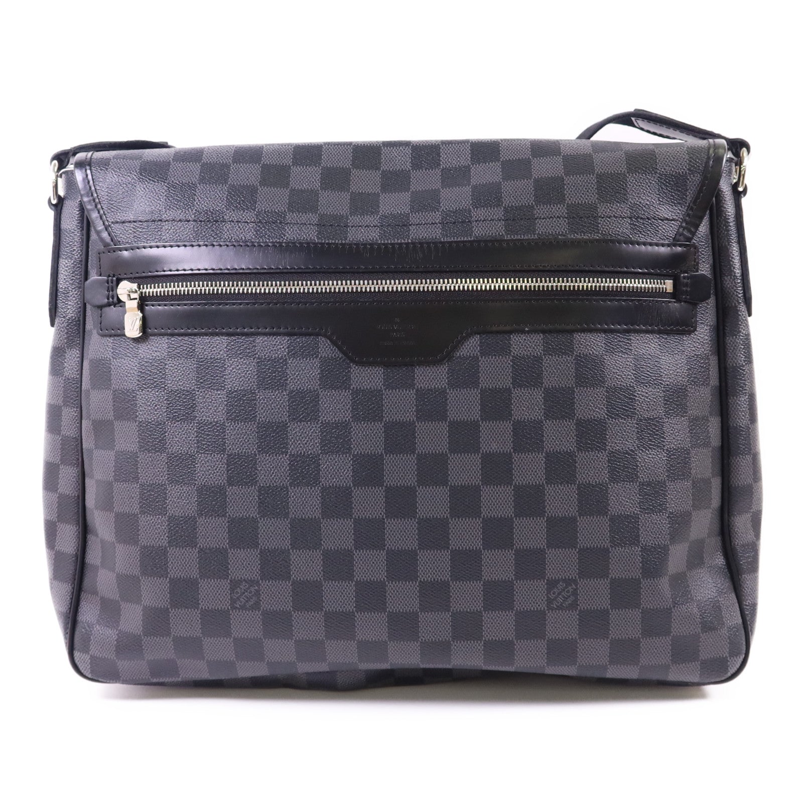 LOUIS VUITTON Damier Graphite Daniel GM銀扣肩背袋