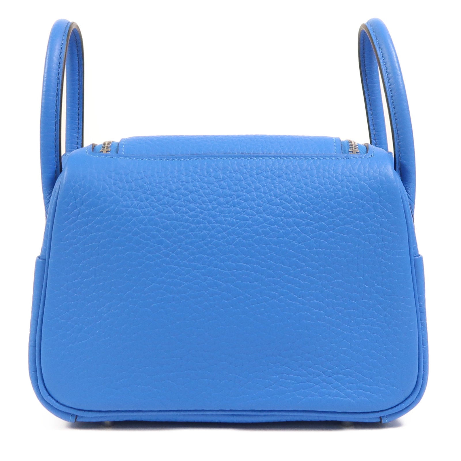 HERMES 【激減優惠】Clemence皮革Mini Lindy銀扣手挽肩背兩用袋Blue Hydra