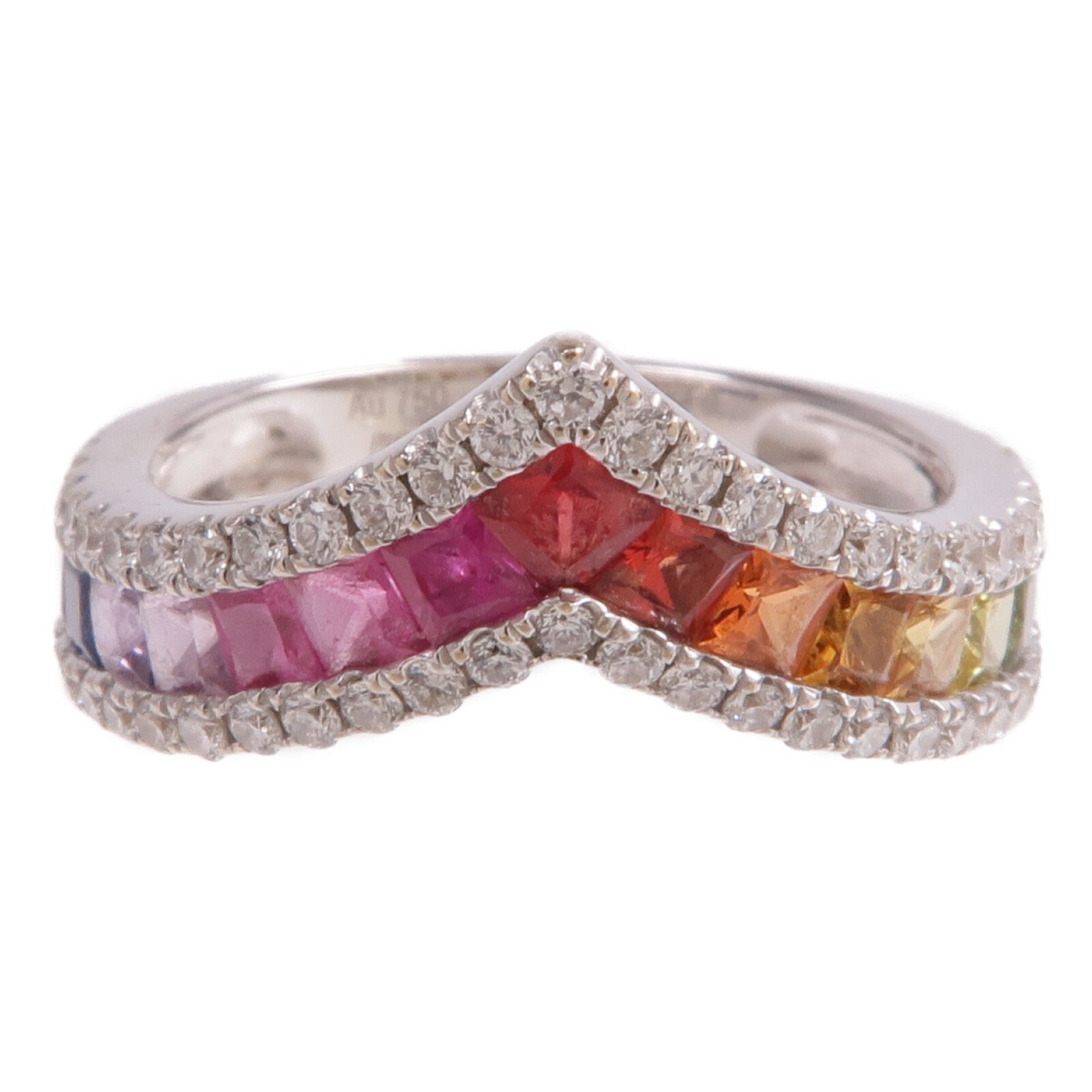 JEWELRY 18K白金Diamond Color Stone Ring鑽石/彩色寶石戒指US#5