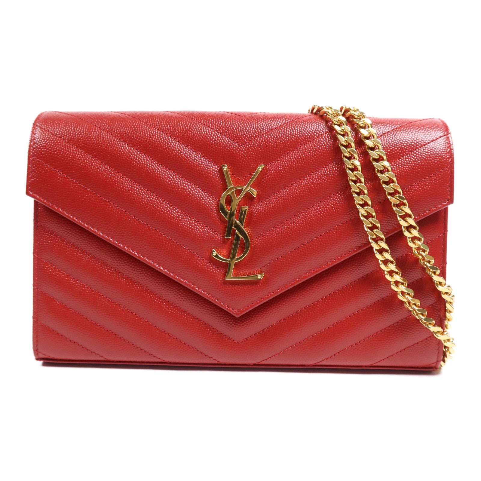 YVES SAINT LAURENT 牛皮皮革Cassandre Envelope金扣鏈帶肩背袋