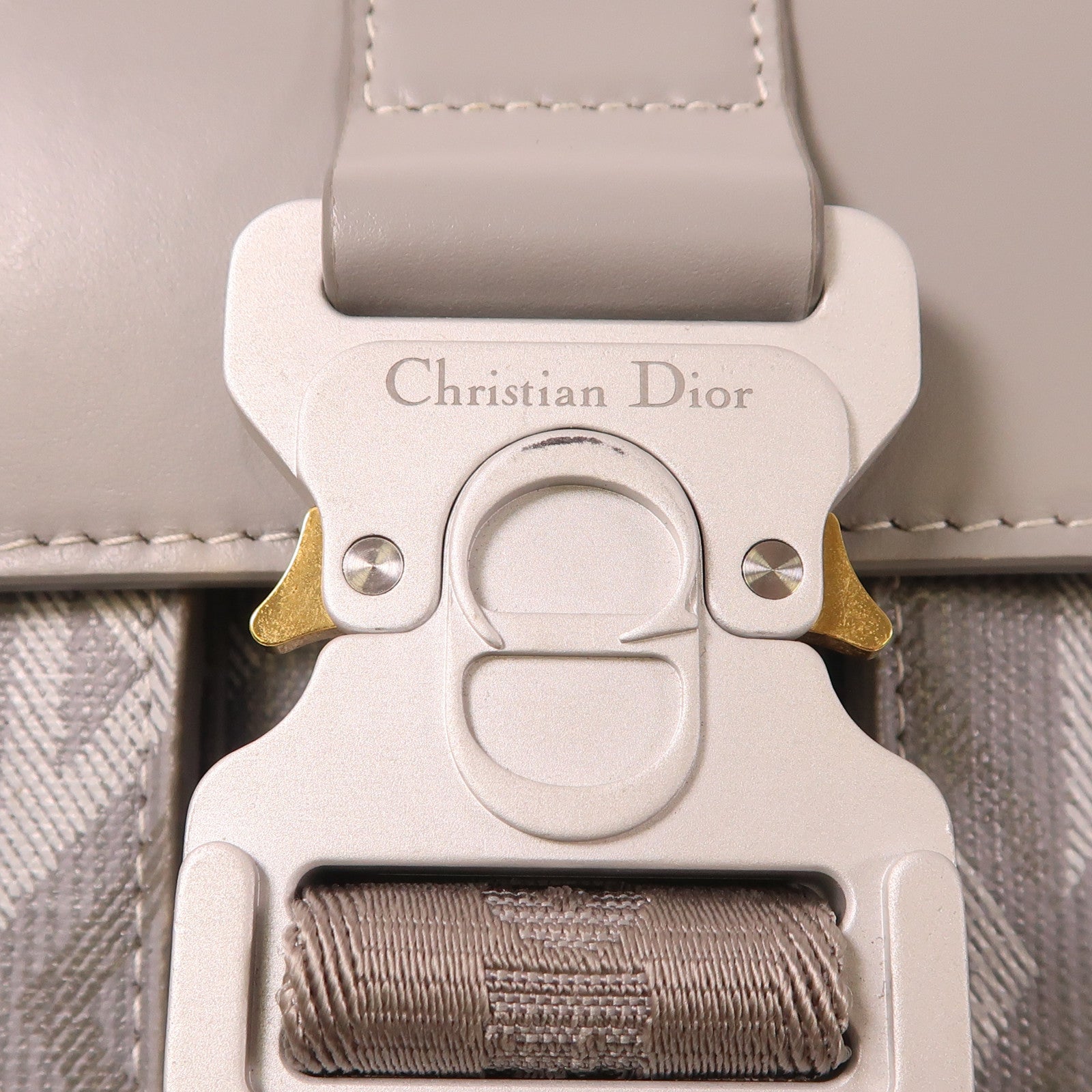 Dior 塗層帆布/牛皮皮革Hit The Road銀扣肩背袋