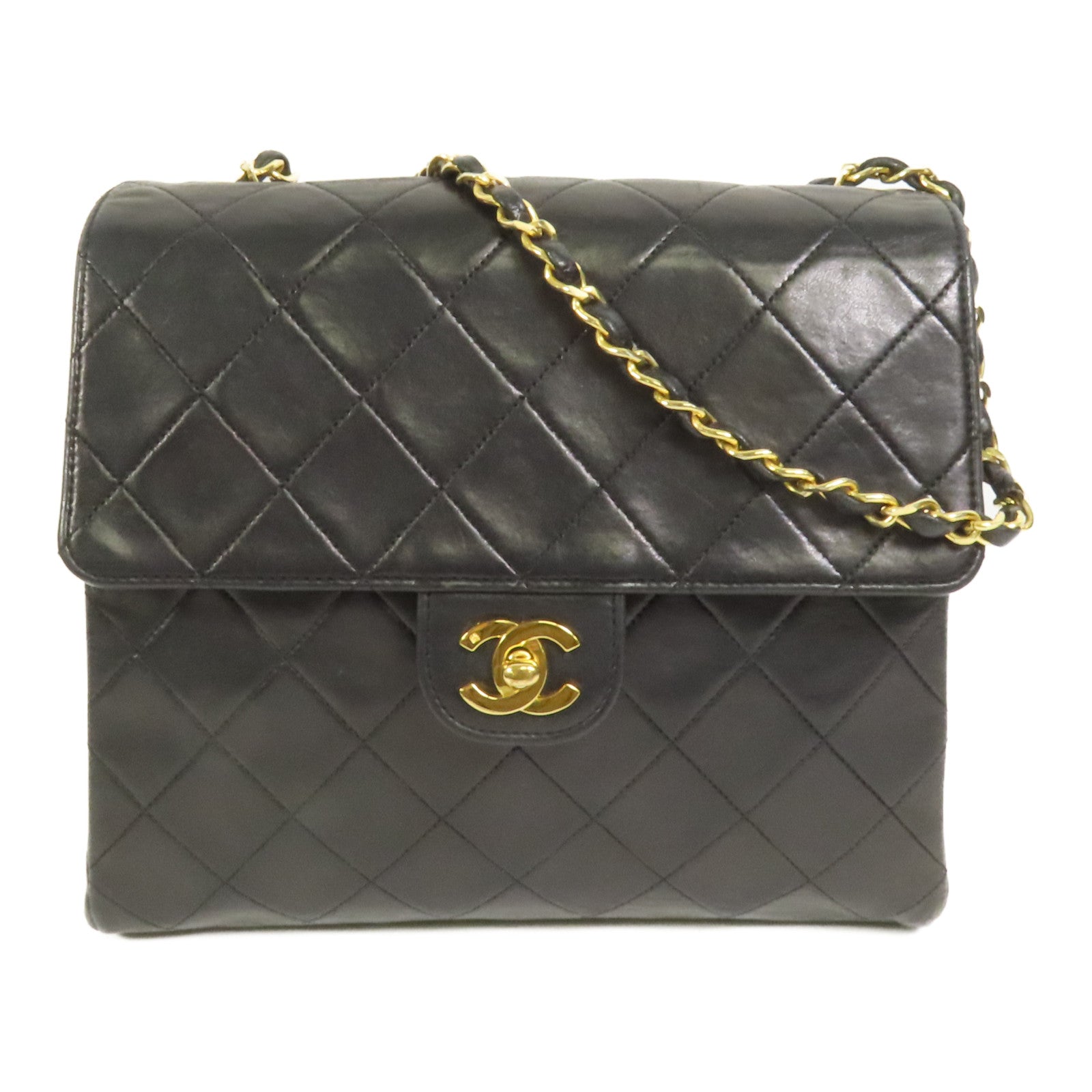 CHANEL 羊皮皮革Vintage Matelasse Shoulder Bag金扣鏈帶肩背袋