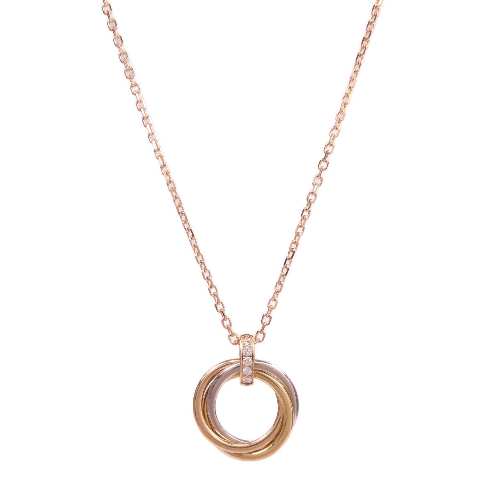 CARTIER 18K白金/黃金/玫瑰金Trinity Diamond Necklace項鍊