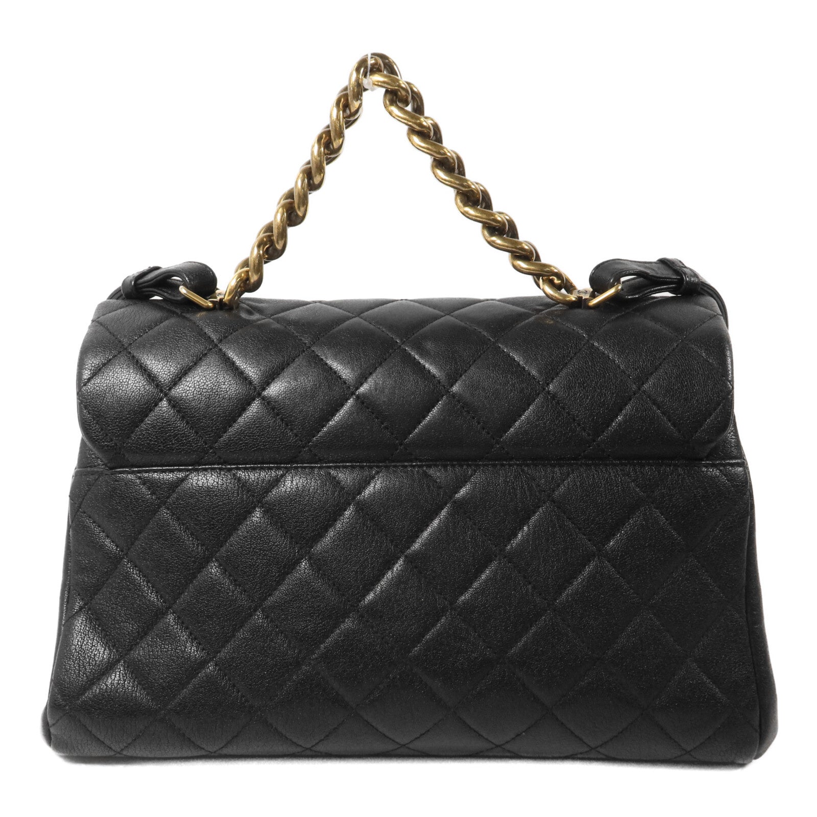 CHANEL 牛皮皮革Trapezio Flap Bag鏈帶手挽肩背兩用袋