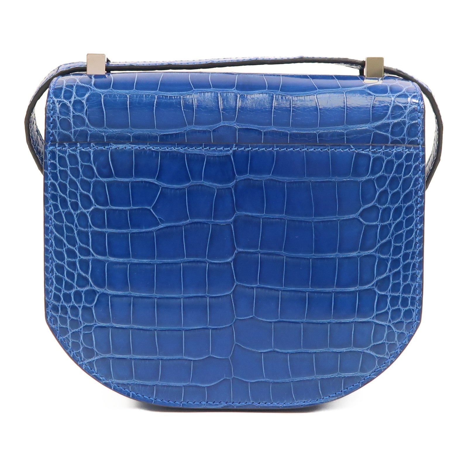 HERMES 鱷魚皮革Mini Mosaique銀扣肩背袋