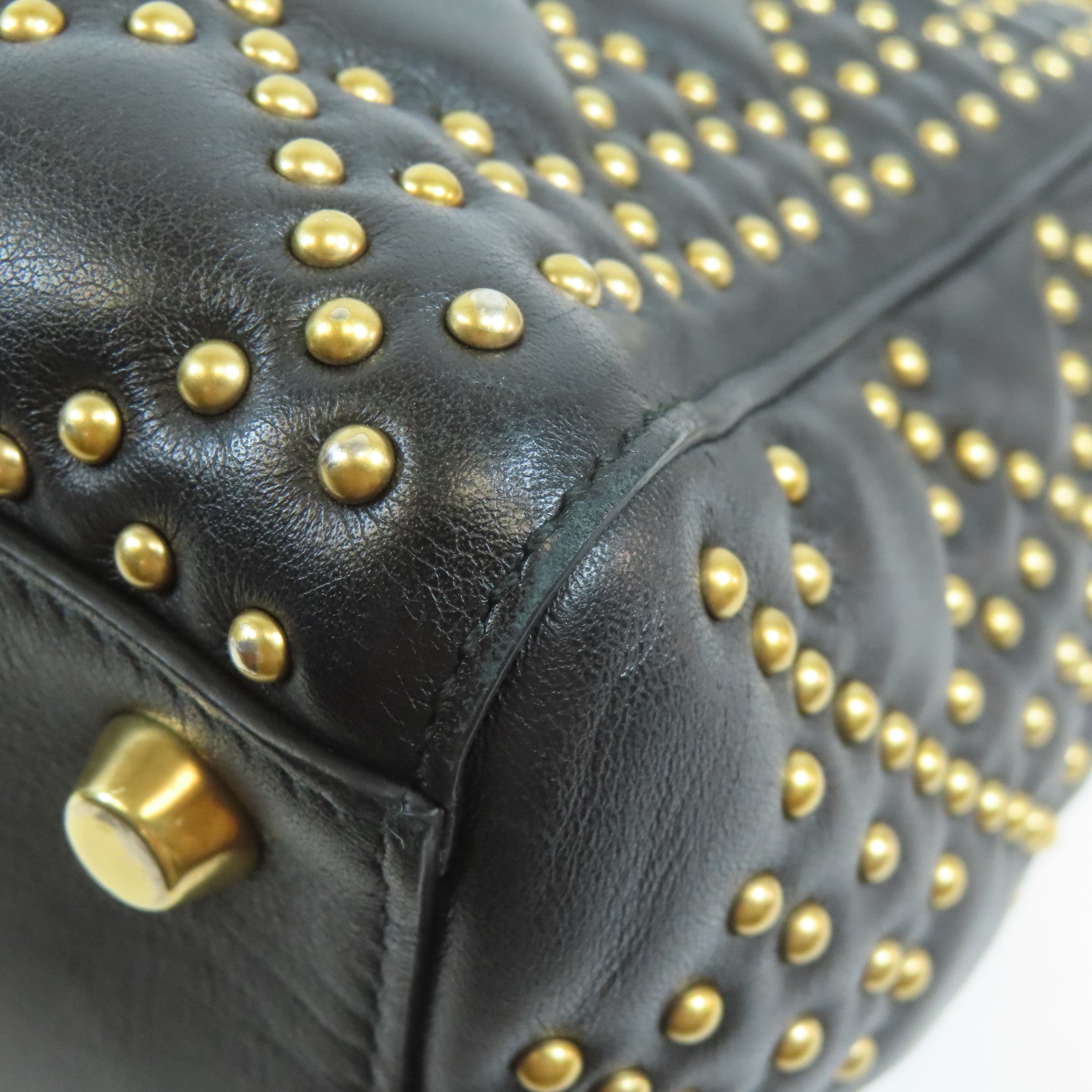 Dior CD GHW Lady Dior 2 Way Shoulder Handbag M0579CVNZ Calfskin Black