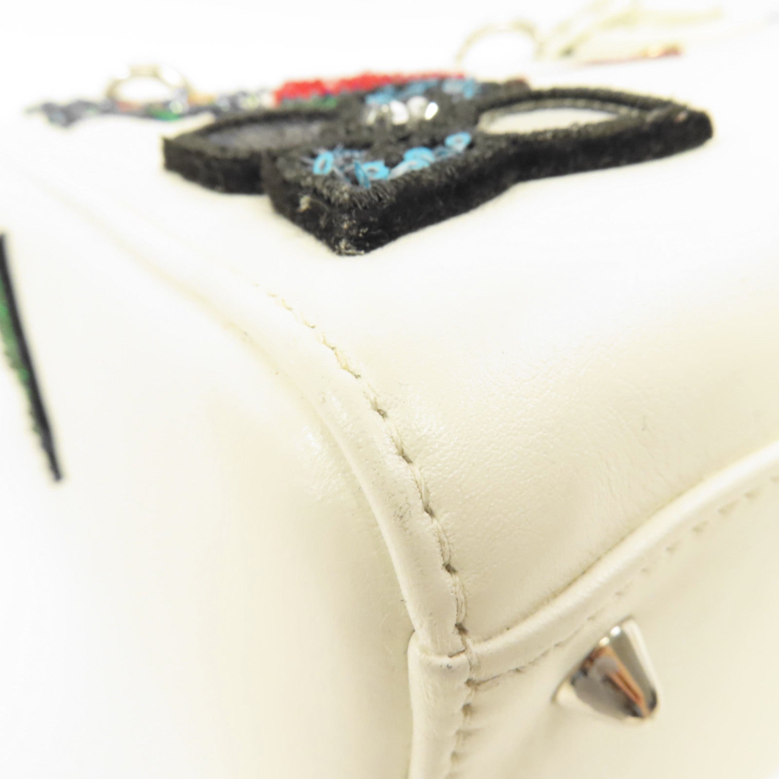 Dior 牛皮皮革Lady Dior銀扣肩背袋