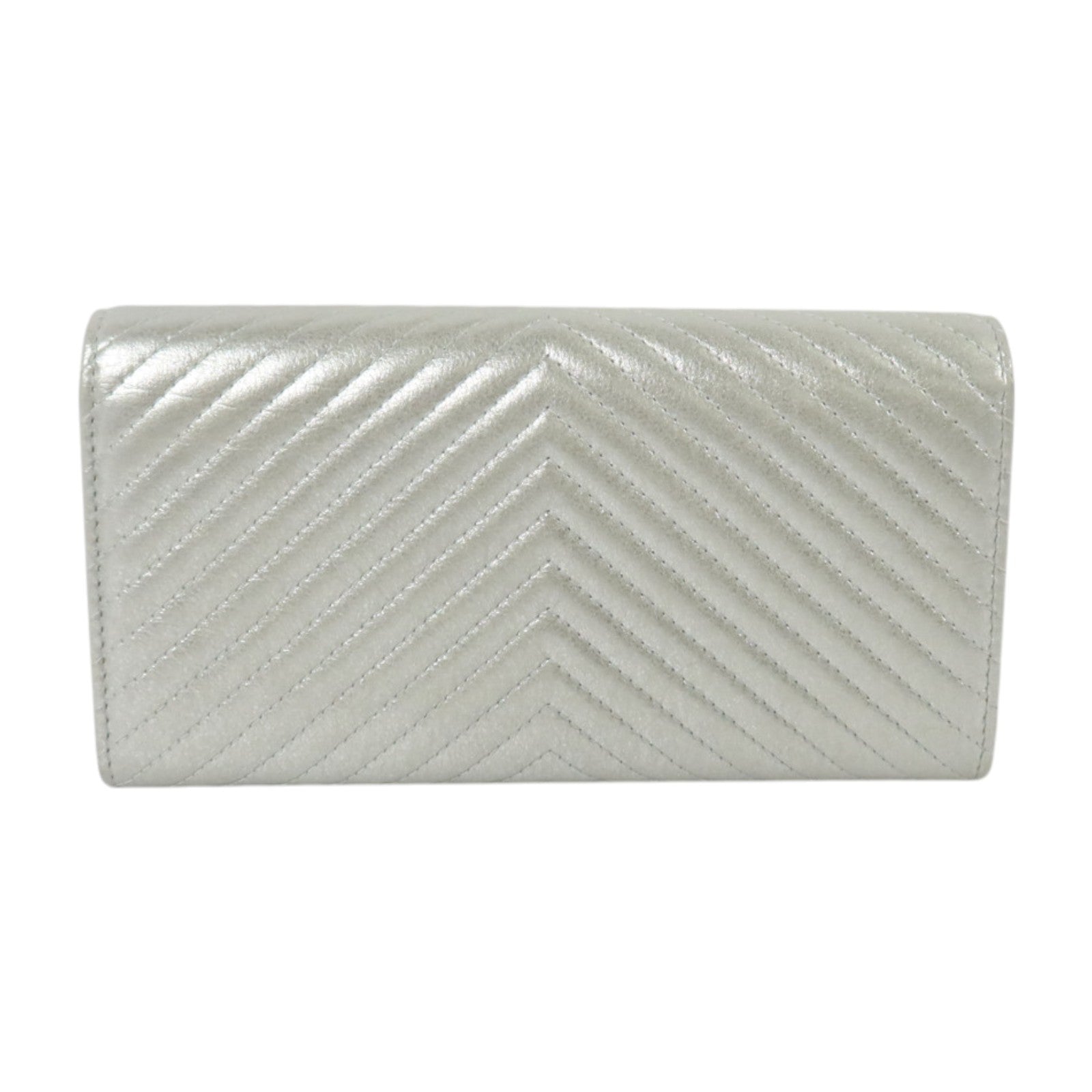 CHANEL 羊皮皮革Long Wallet銀扣長錢包