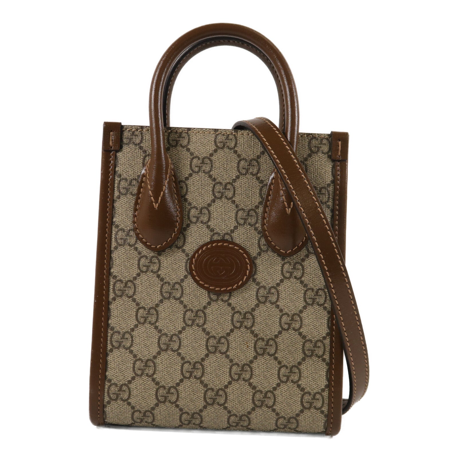 GUCCI 塗層帆布Interlocking G Mini Tote Bag手挽肩背兩用袋
