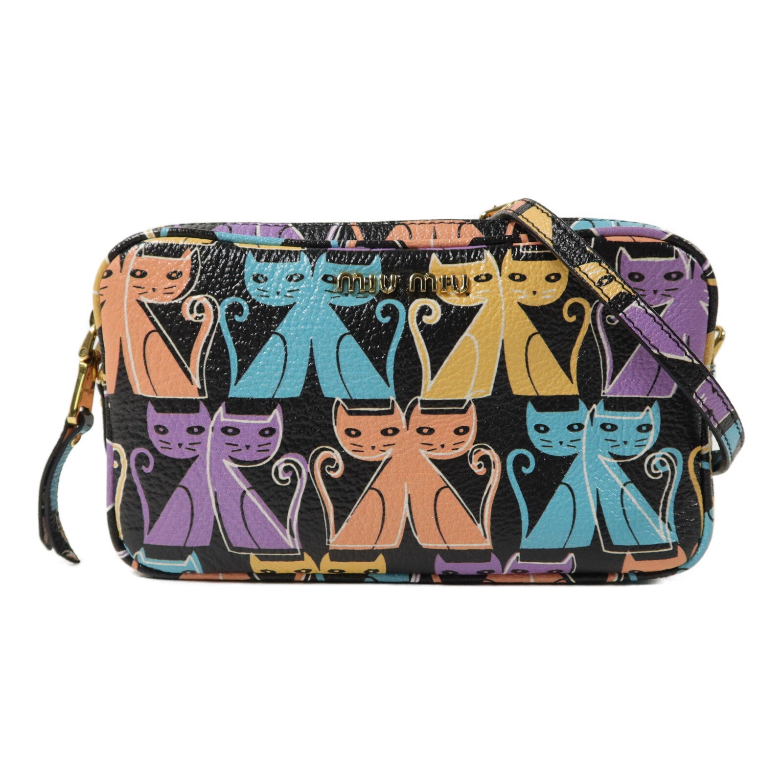 Miu Miu 羊皮皮革Madras Cat Shoulder Bag肩背袋