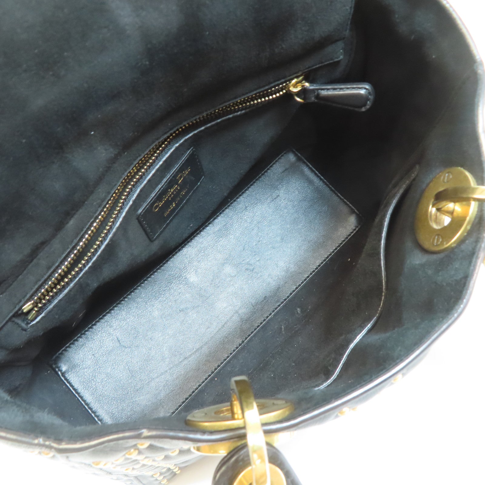 Dior CD GHW Lady Dior 2 Way Shoulder Handbag M0579CVNZ Calfskin Black