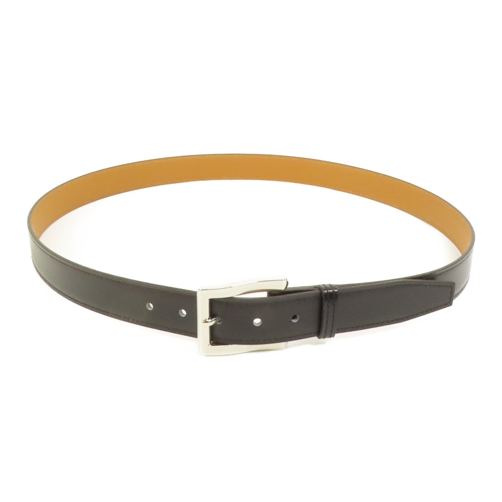 HERMES 【激減優惠】皮革Belt 95cm銀扣皮帶
