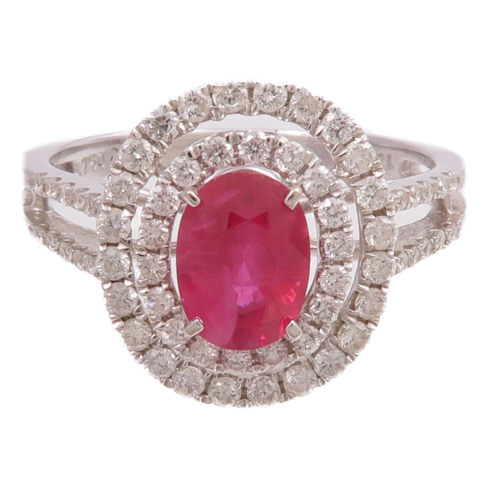 JEWELRY 18K白金Ruby Diamond Ring紅寶石/鑽石戒指US#7.75