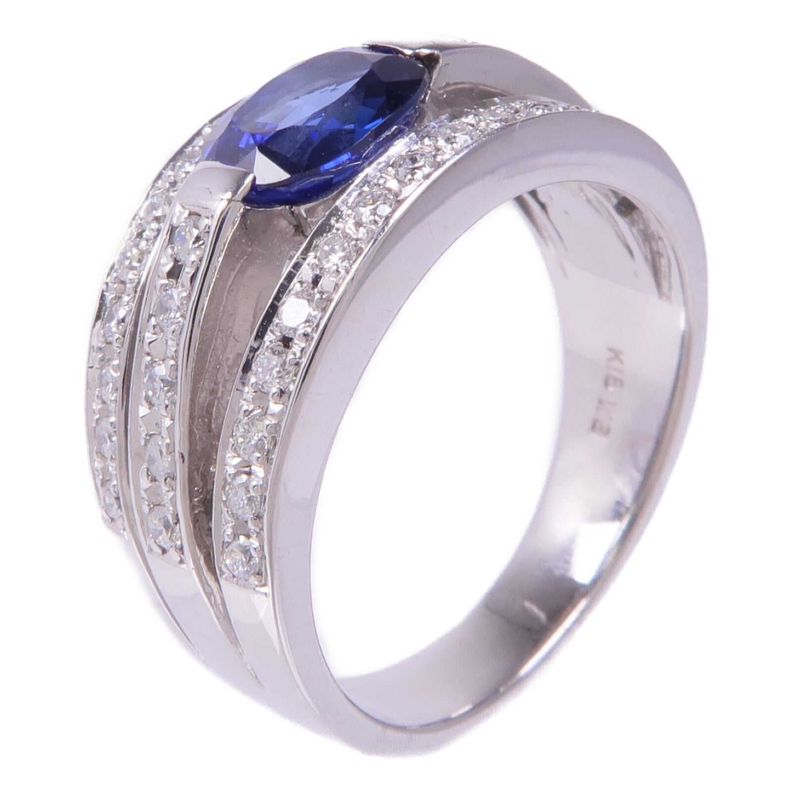 JEWELRY 18K白金Sapphire Diamond Ring藍寶石/鑽石戒指US#6