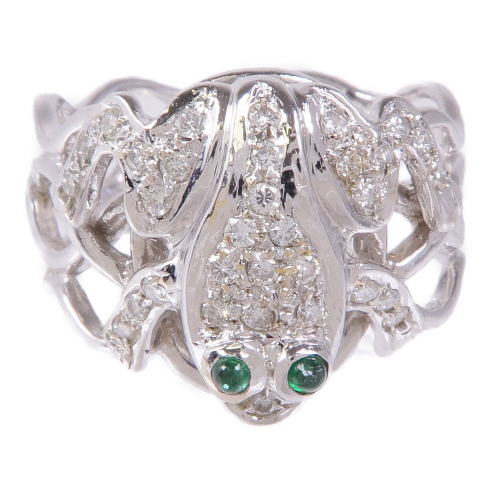 JEWELRY 【激減優惠】18K白金Emerald/Diamond Ring綠寶石/鑽石戒指US#6.25