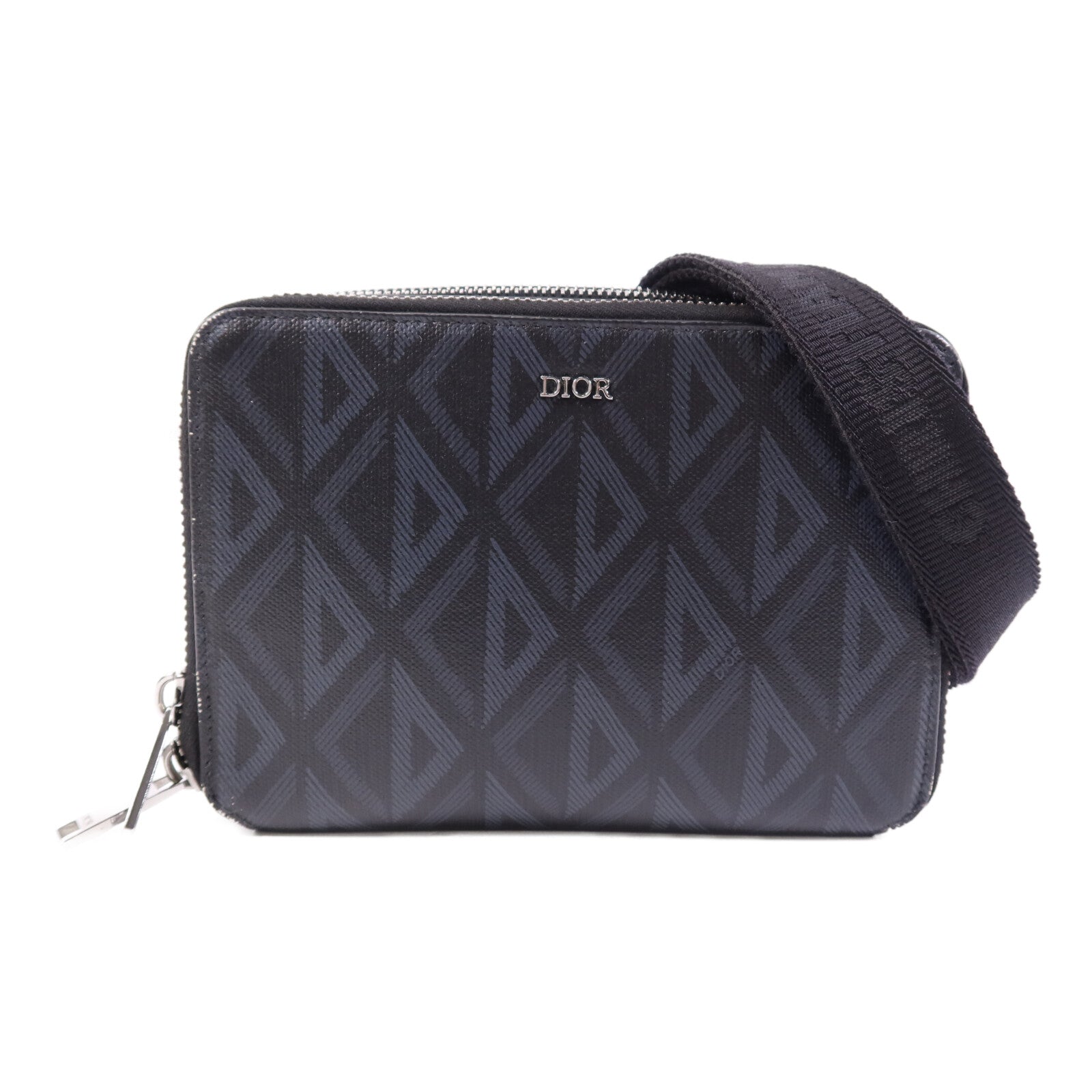 Dior 帆布CD Diamond銀扣肩背袋