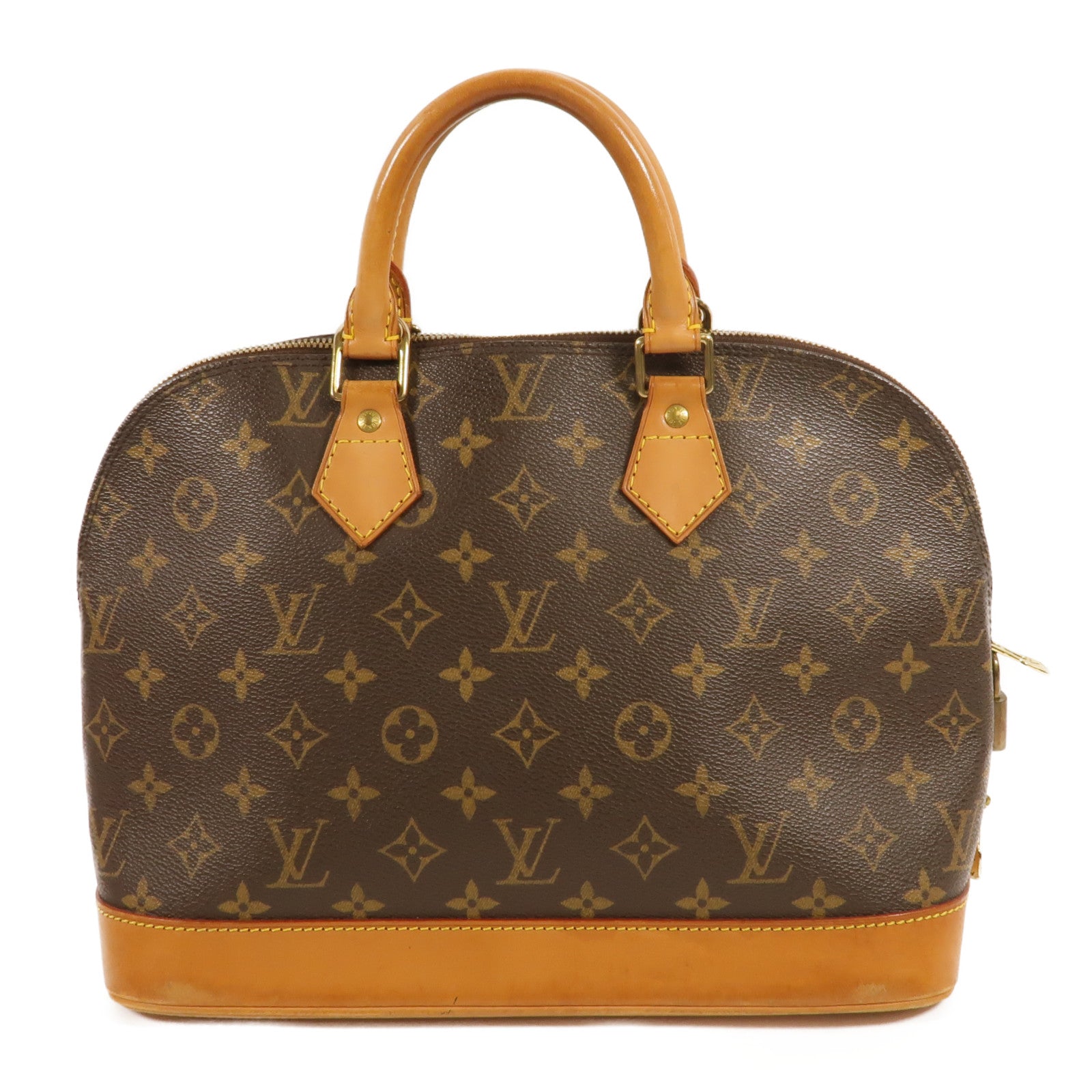 LOUIS VUITTON Monogram Alma金扣手挽袋棕色