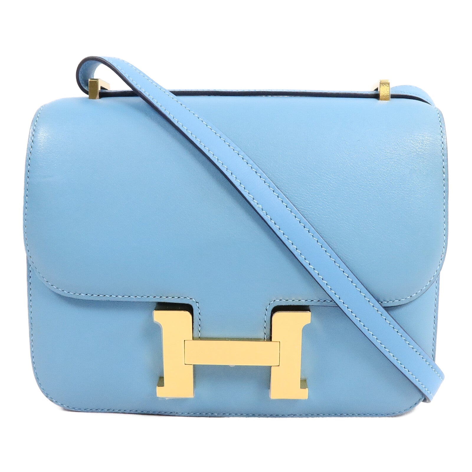 HERMES Swift皮革Constance Mini肩背袋Bleu Du Nord