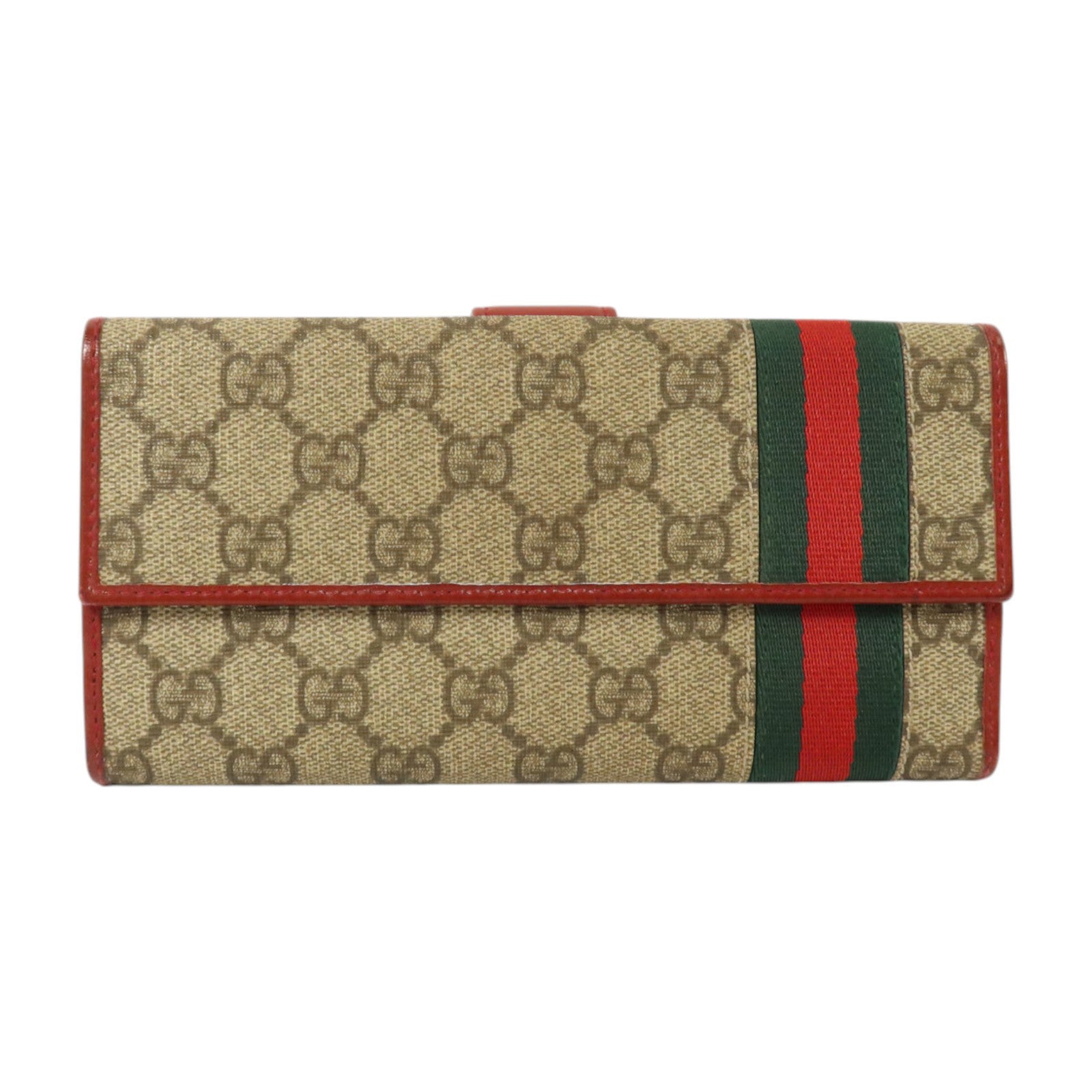 GUCCI 塗層帆布Wed Continental Long Wallet金扣長錢包