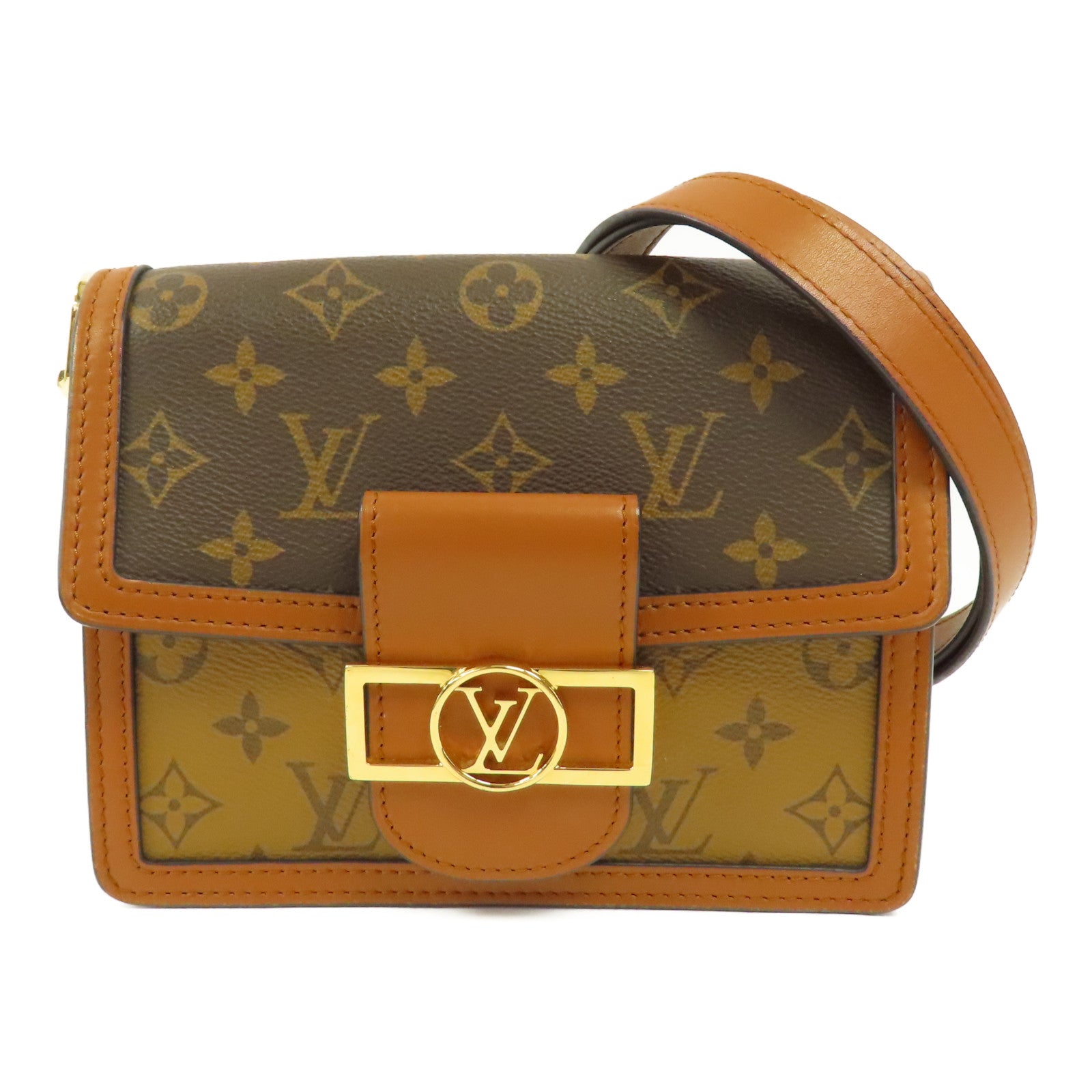 LOUIS VUITTON Monogrqam Reverse Mini Dauphine肩背袋棕色