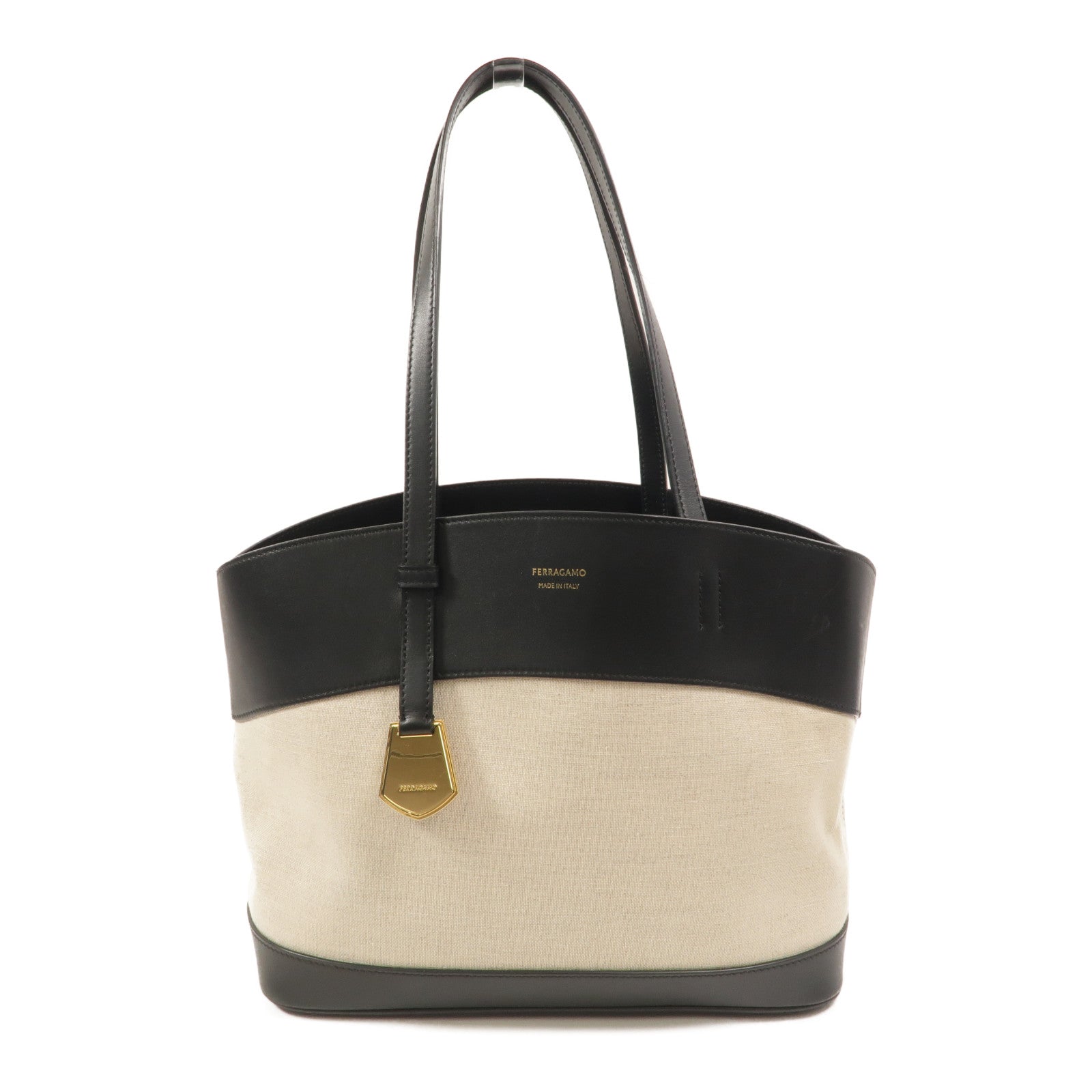 Salvatore Ferragamo 牛皮皮革/帆布Charming Tote肩背袋