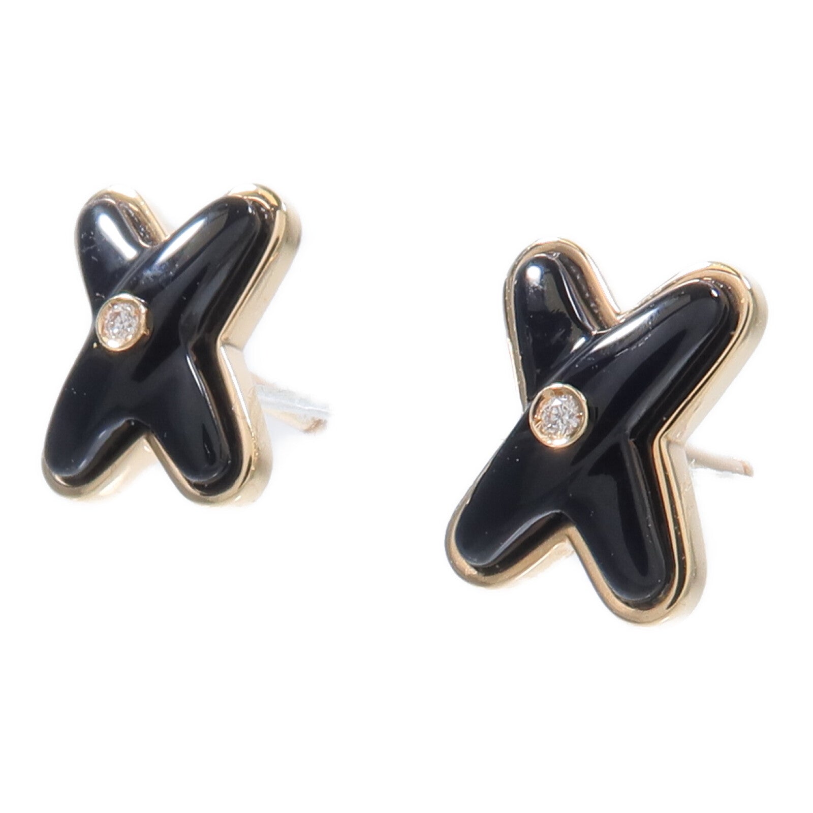 Chaumet 18K玫瑰金Jeux De Liens縞瑪瑙/鑽石耳環