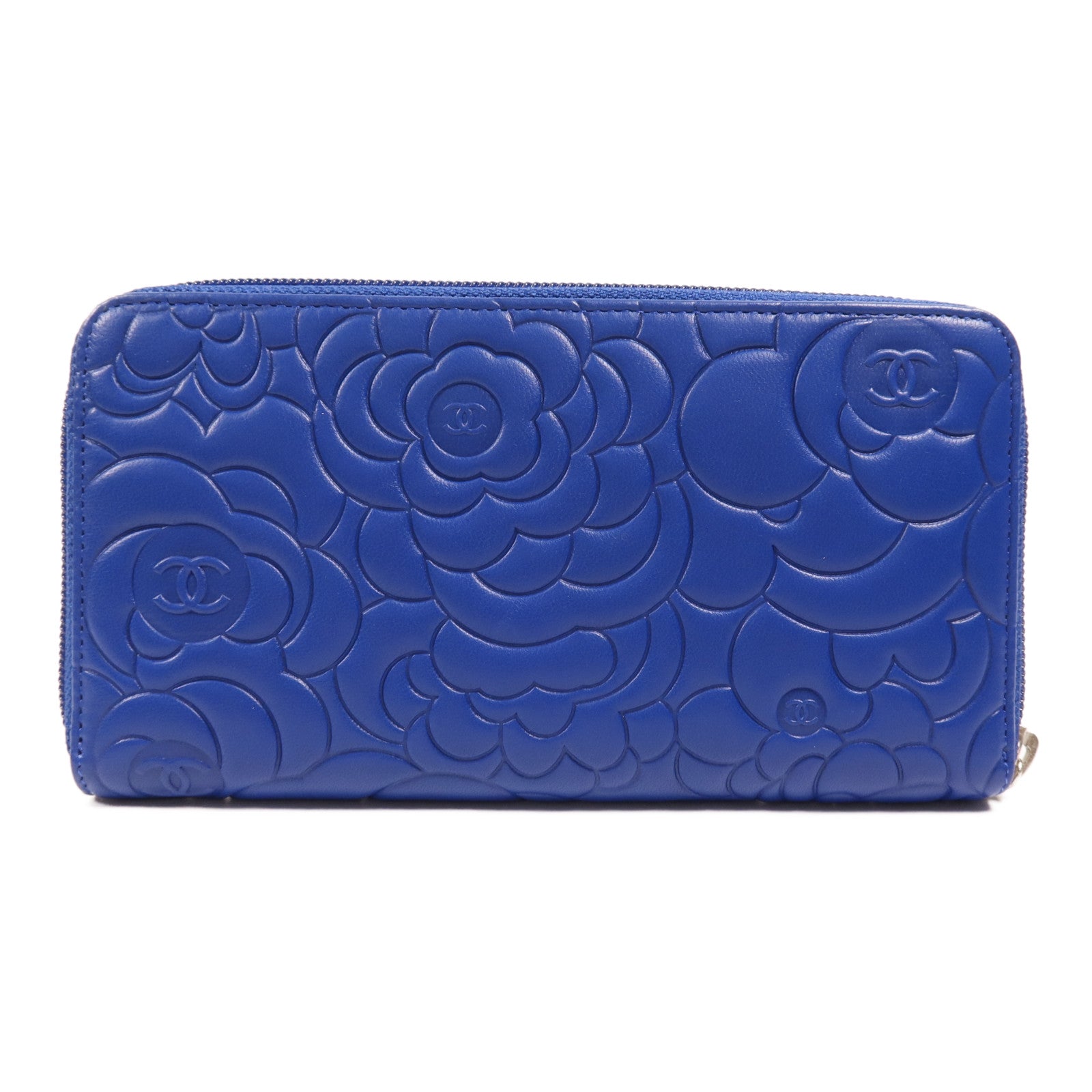 CHANEL 羊皮皮革Long Wallet銀扣長錢包