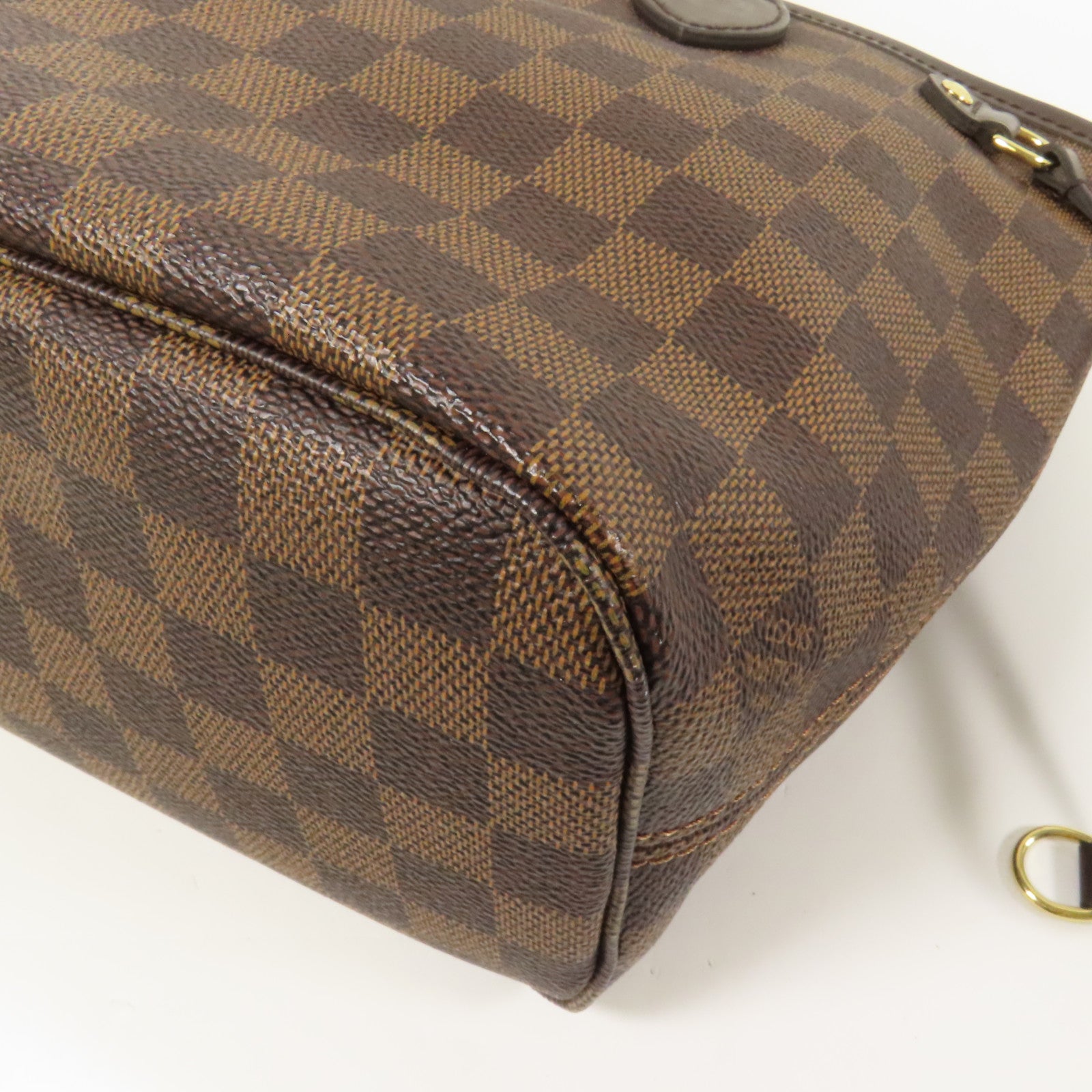 LOUIS VUITTON Damier Neverfull PM金扣手挽袋
