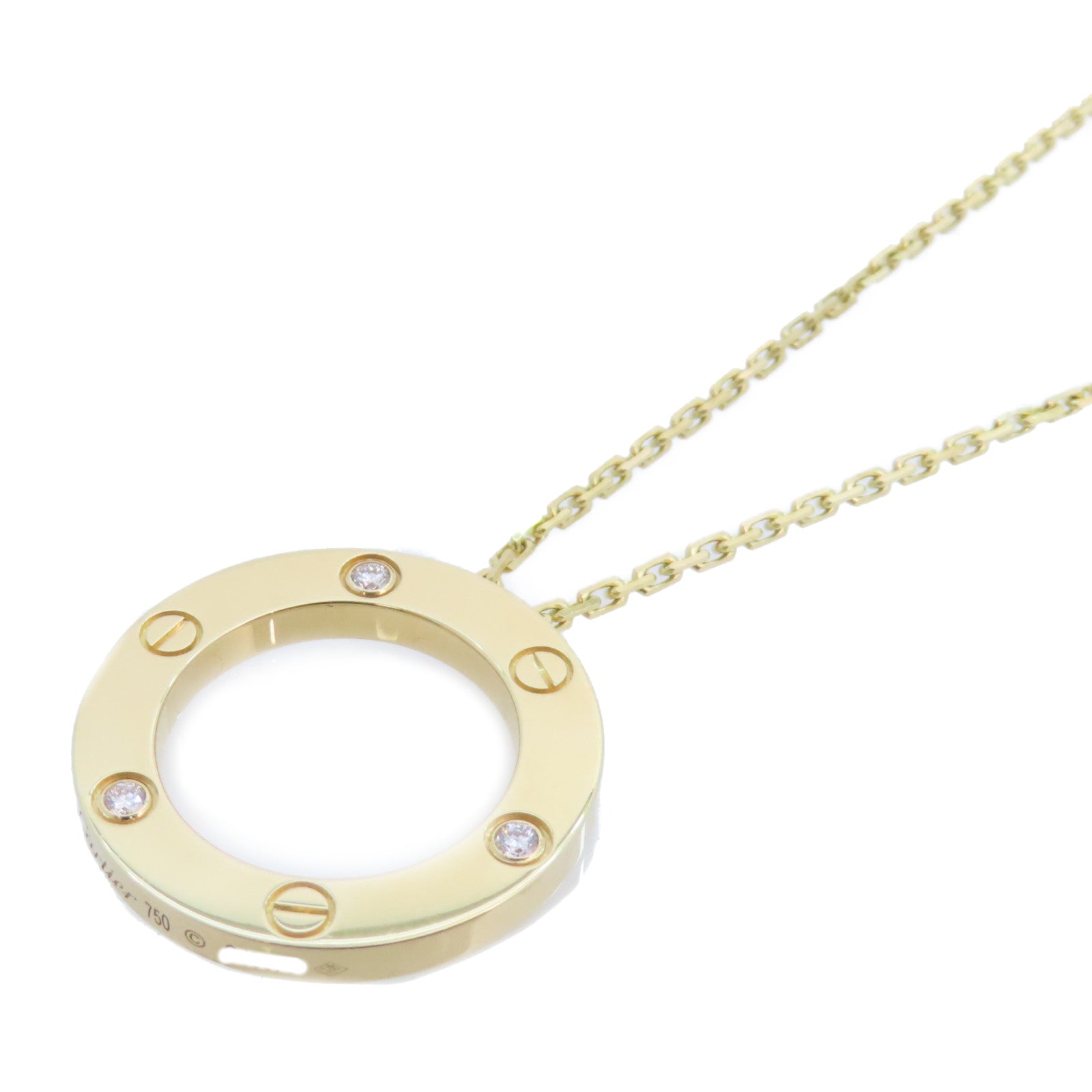 CARTIER 【激減優惠】18K黃金/鑽石Love Circle 3P Diamond Necklace金扣項鏈