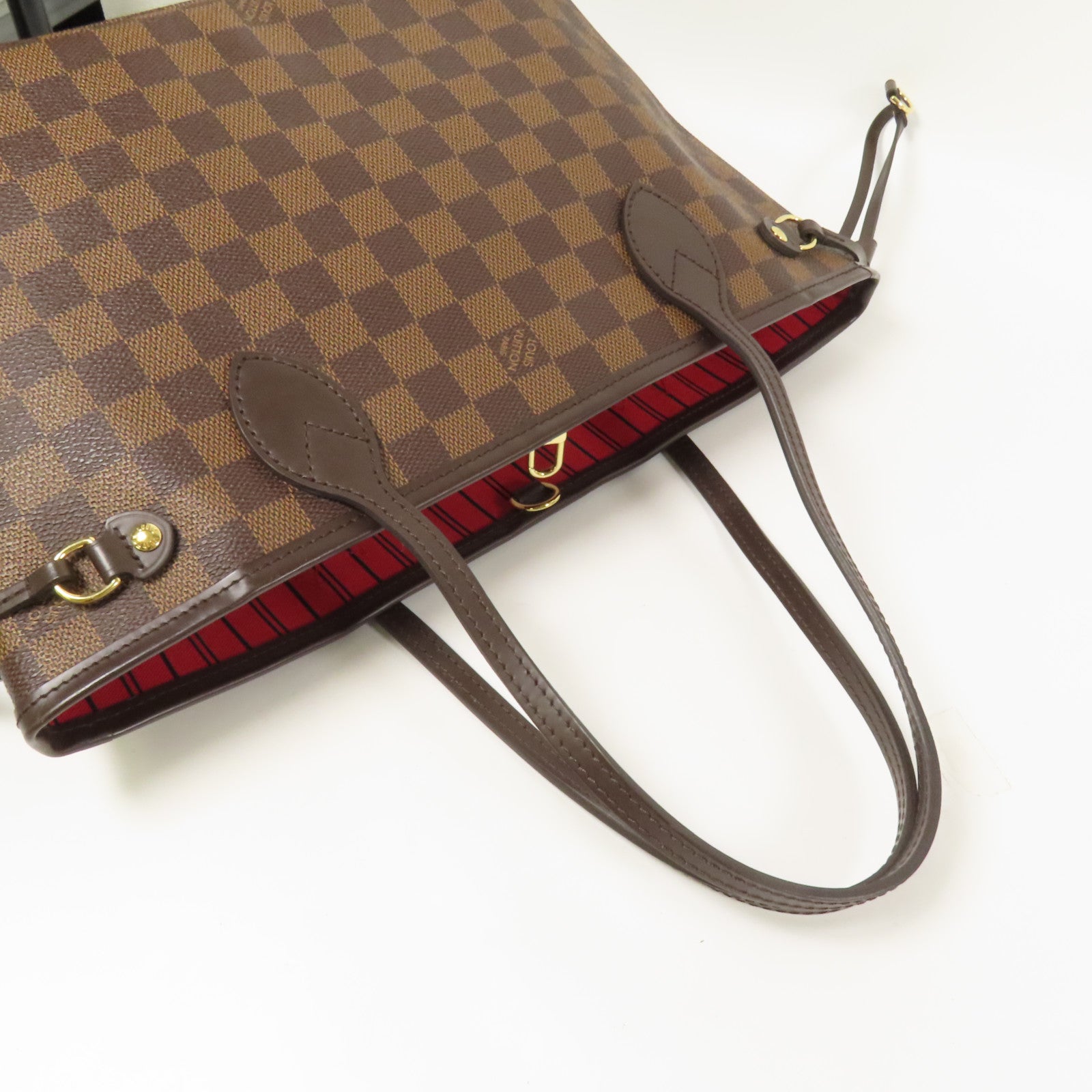 LOUIS VUITTON Damier Neverfull PM金扣手挽袋