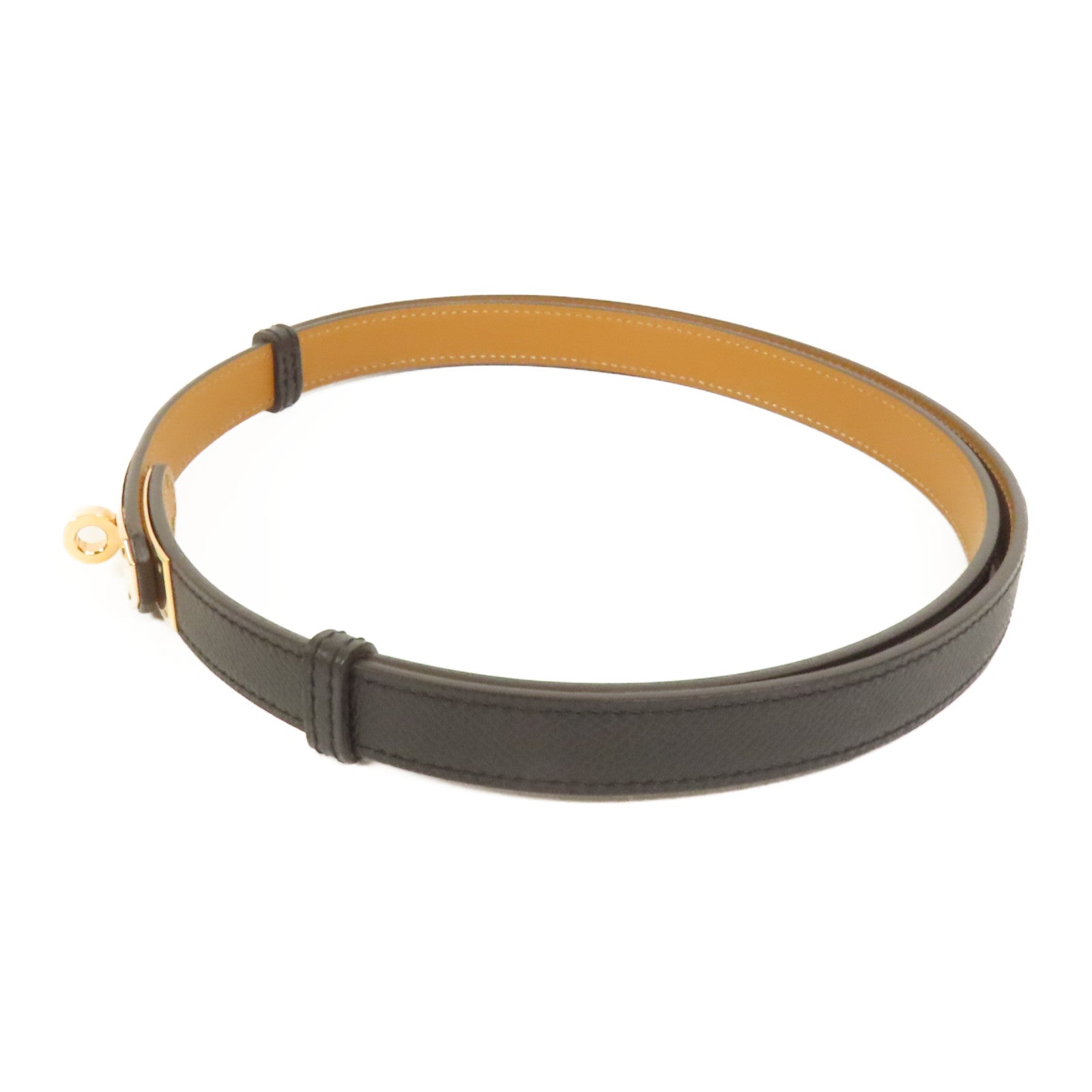HERMES Epsom皮革Kelly Belt玫瑰金扣皮帶Noir