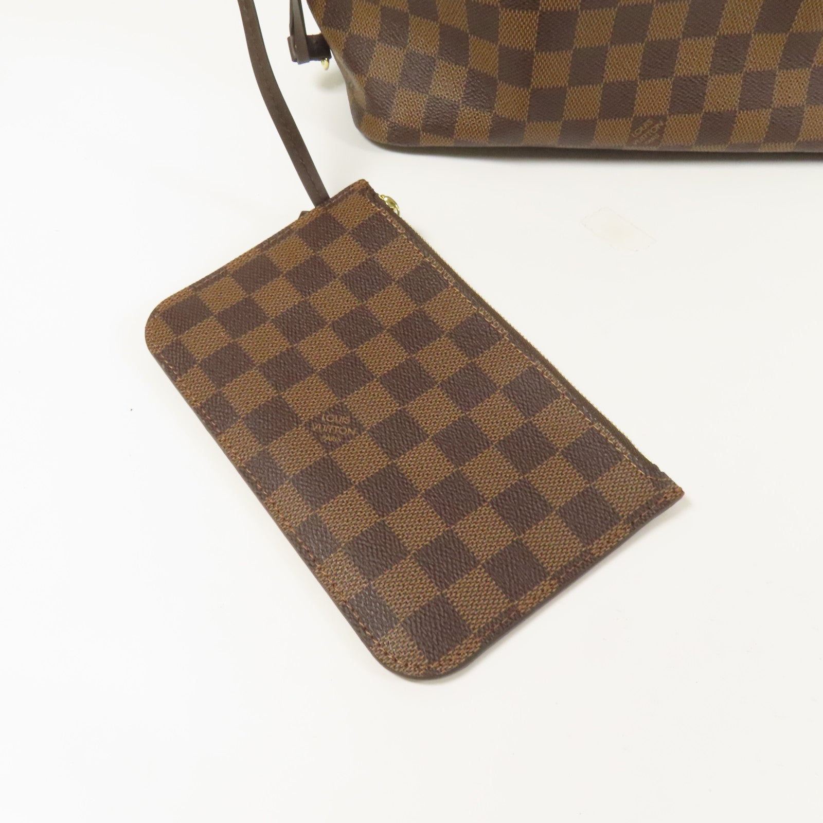 LOUIS VUITTON Damier Neverfull PM金扣手挽袋