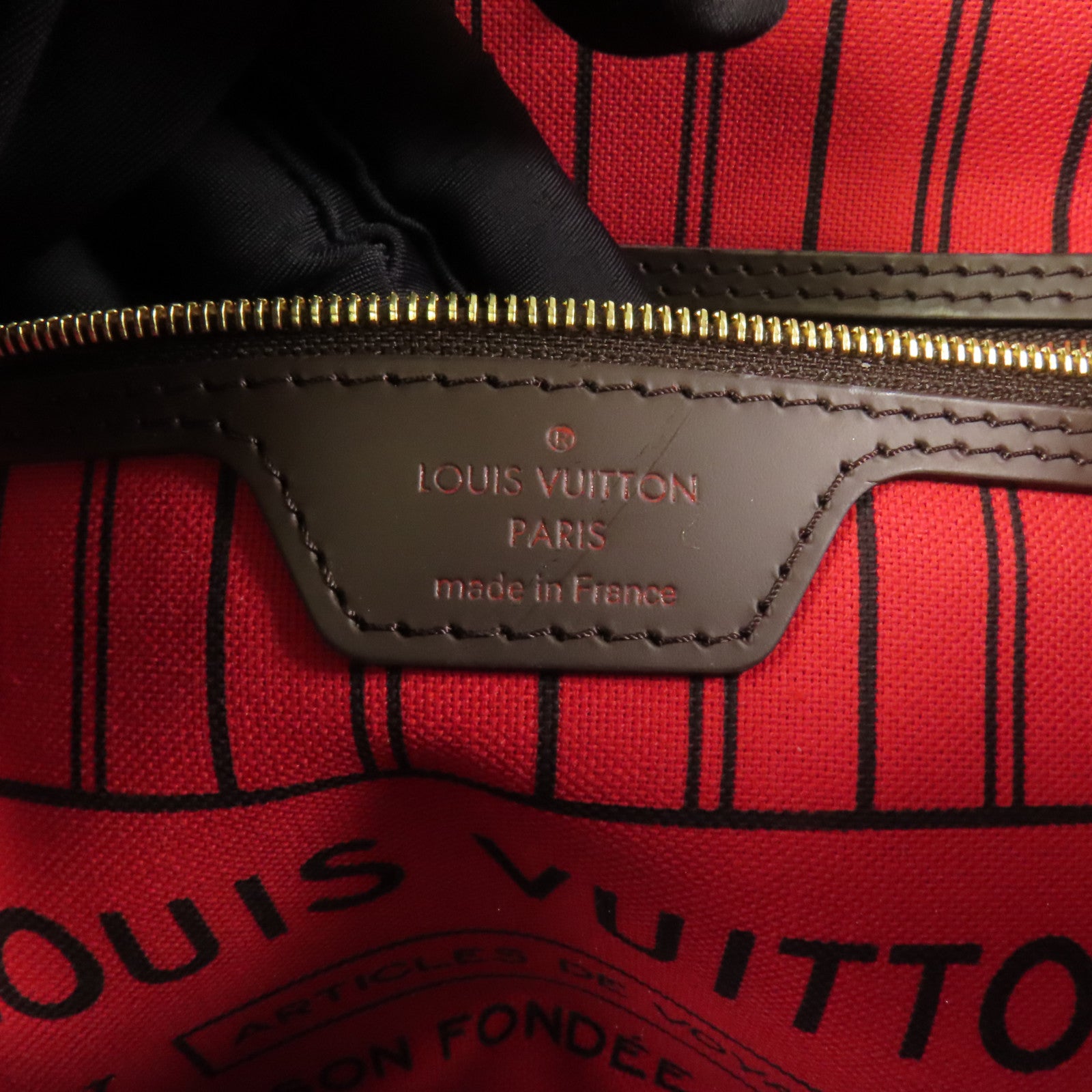 LOUIS VUITTON Damier Neverfull PM金扣手挽袋