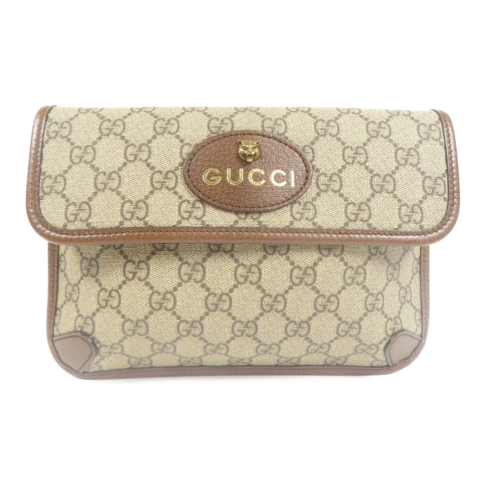 GUCCI GG GHW Waist Bag Body Bag 493930 Coated Canvas Brown