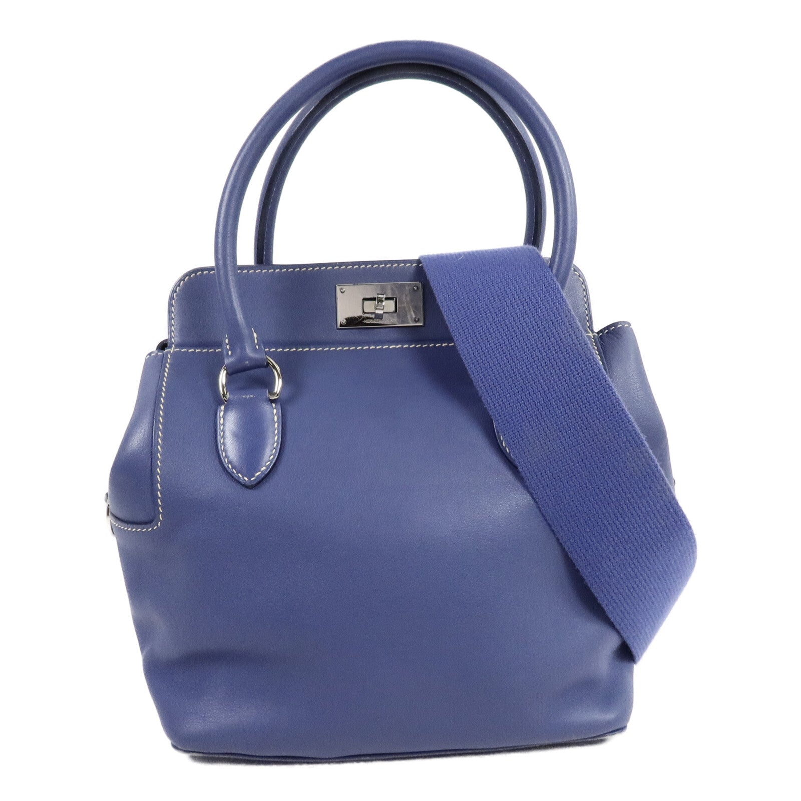 HERMES Evercolor皮革Tool Box 20手挽肩背兩用袋Bleu Agate