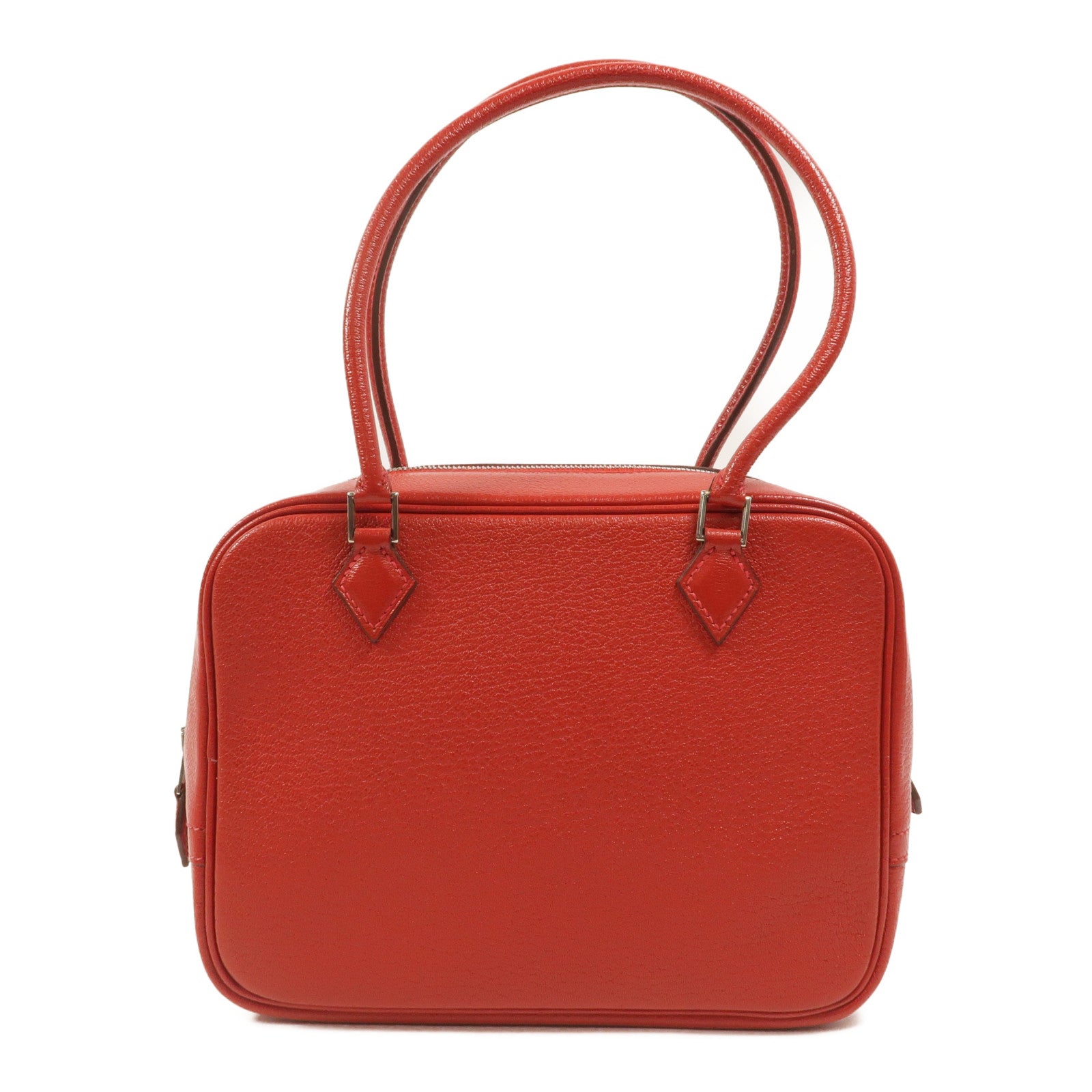 HERMES Chevre皮革Mini Plume手挽袋Rouge Garance