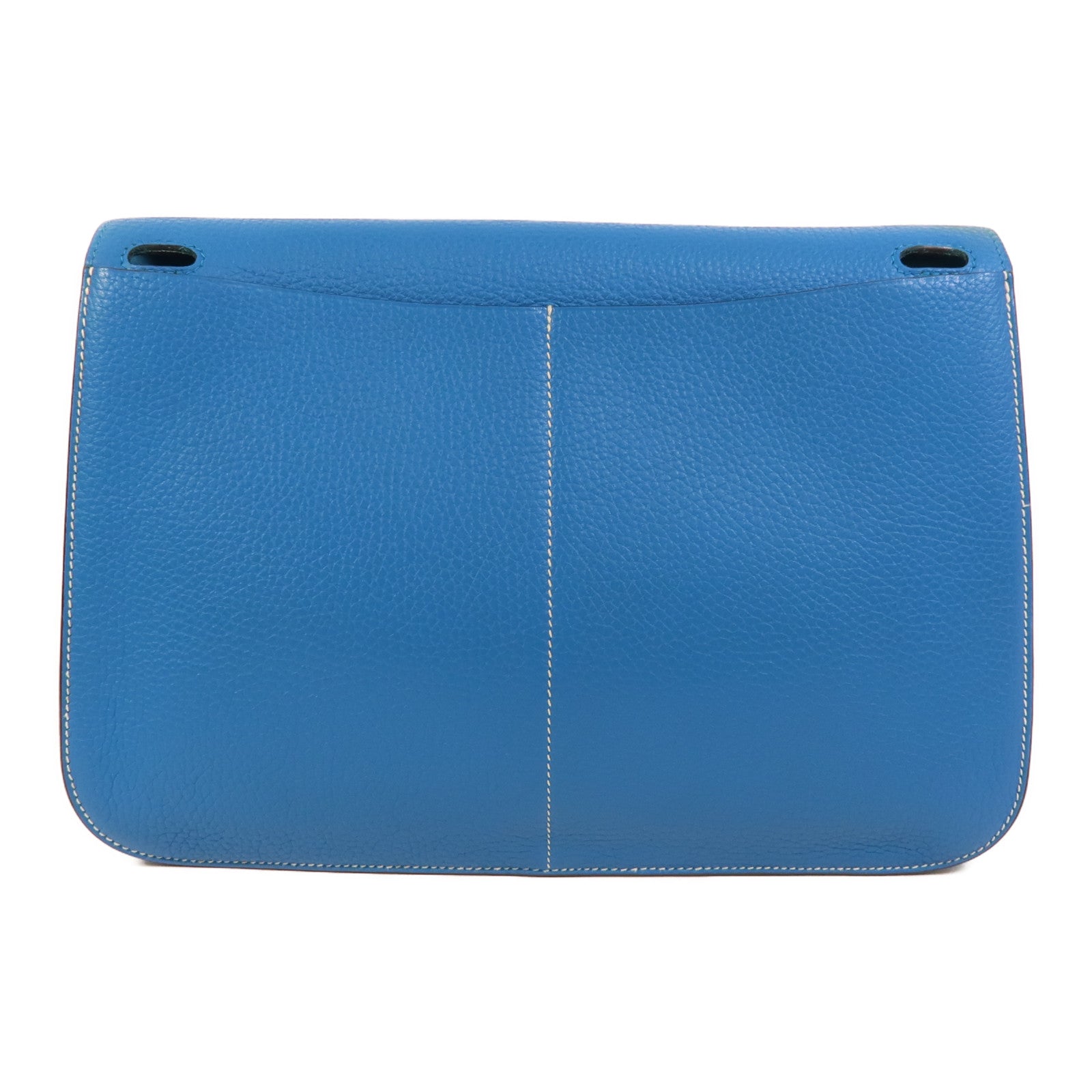 HERMES Clemence皮革Halzan 31手挽肩背兩用袋Bleu Hydra