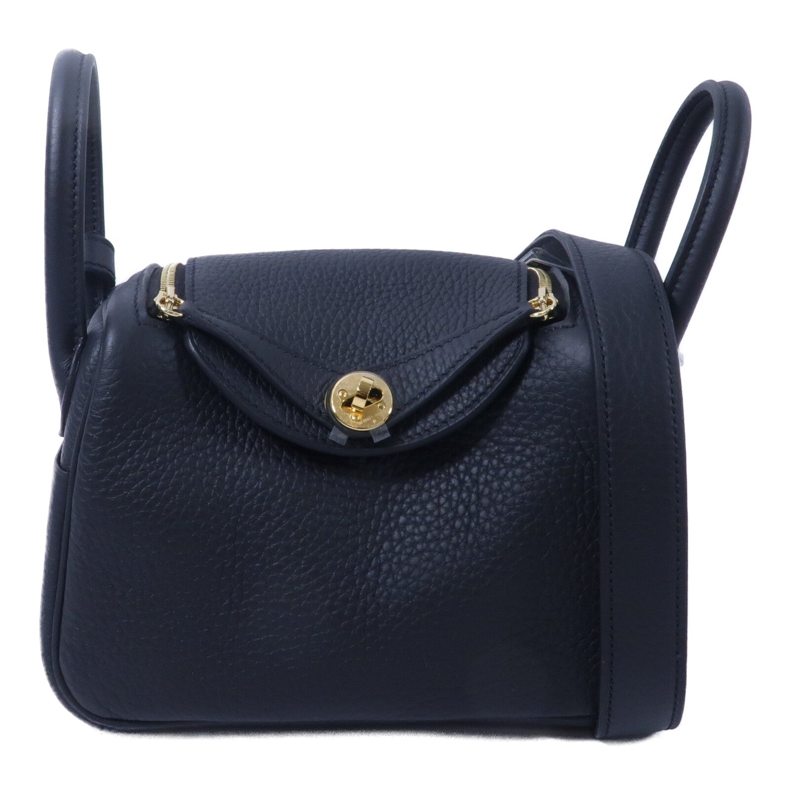 HERMES Clemence皮革Mini Lindy手挽肩背兩用袋Noir