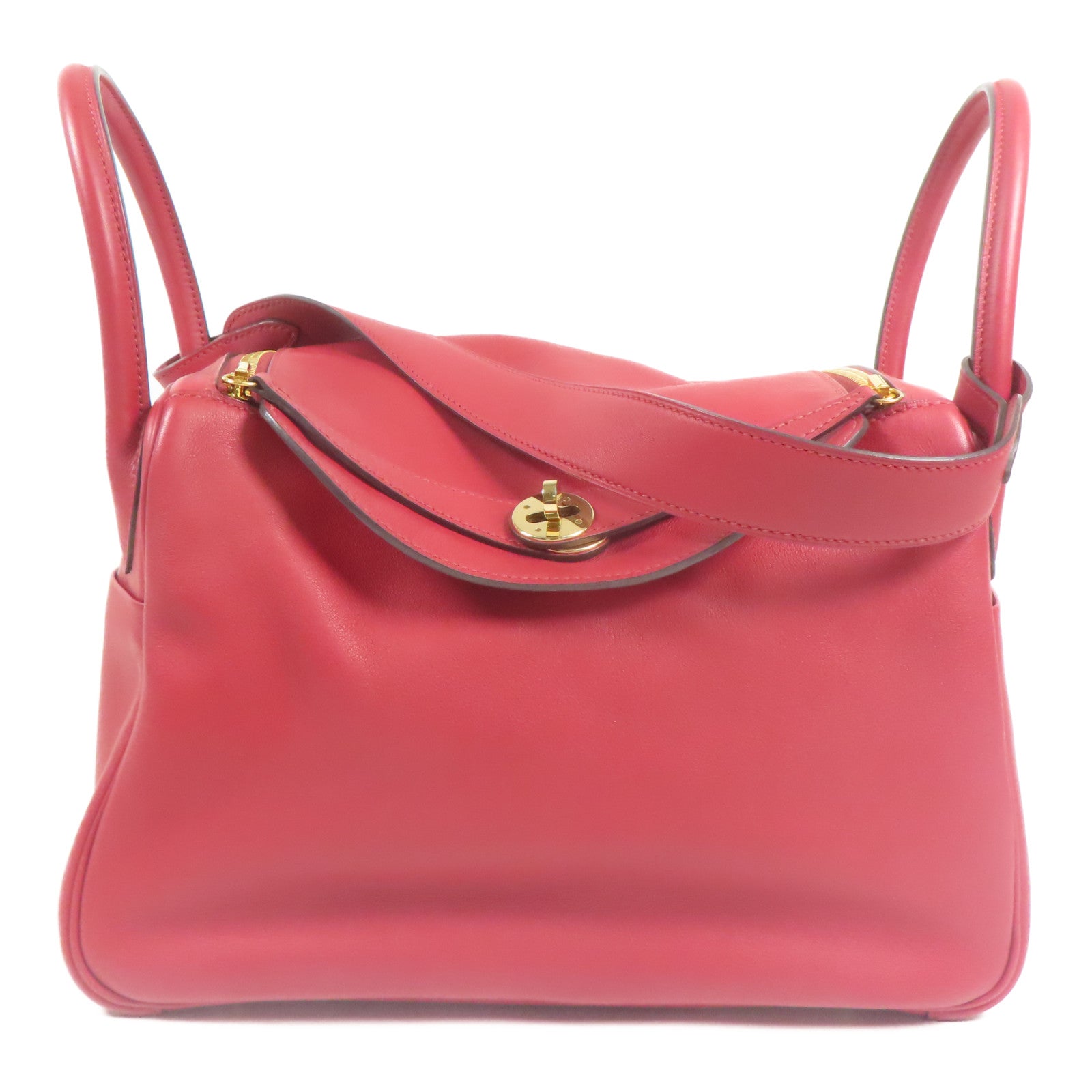 HERMES Swift皮革Lindy 30金扣手挽肩背兩用袋Rouge Piment