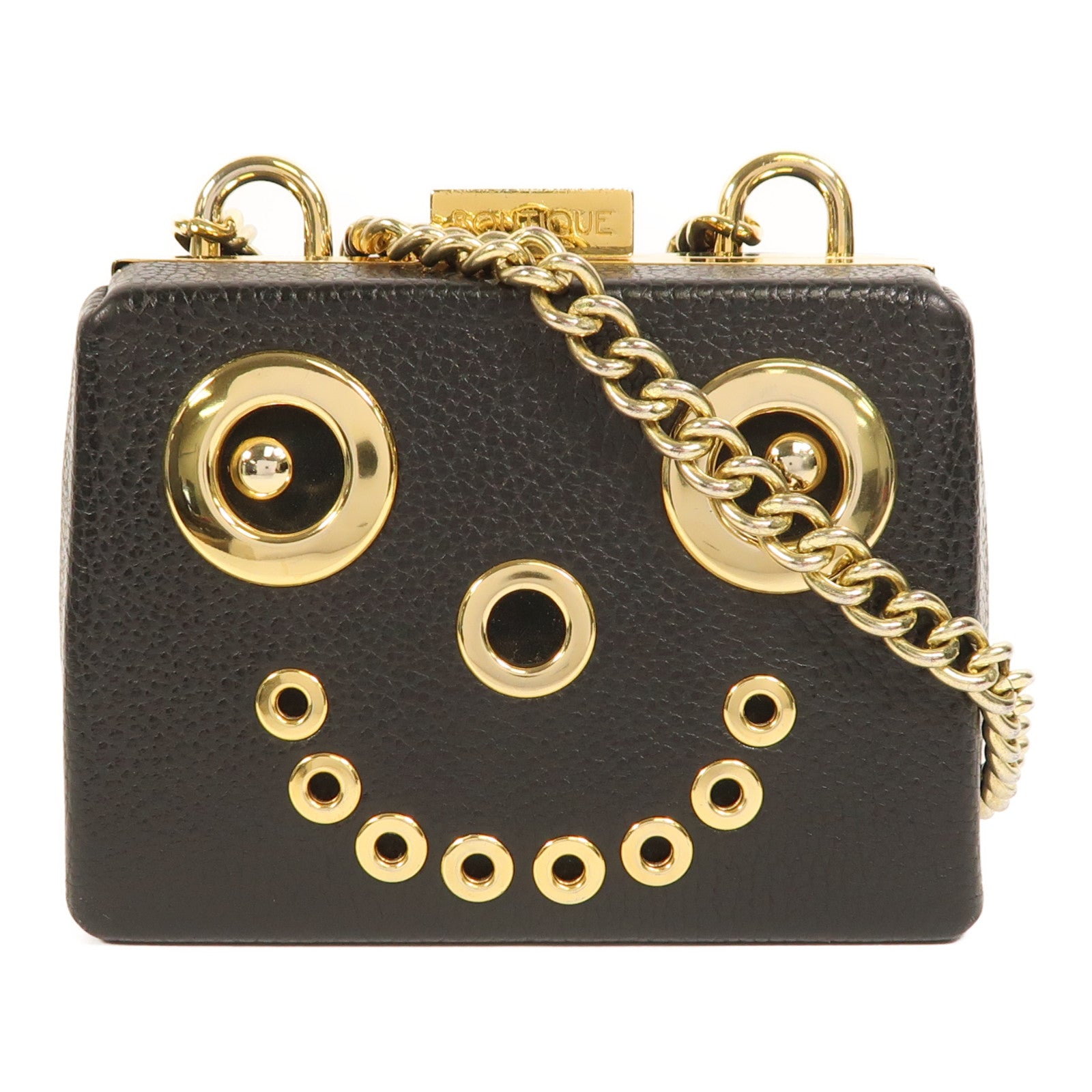 MOSCHINO 牛皮皮革Chain Shoulder金扣鏈帶肩背袋