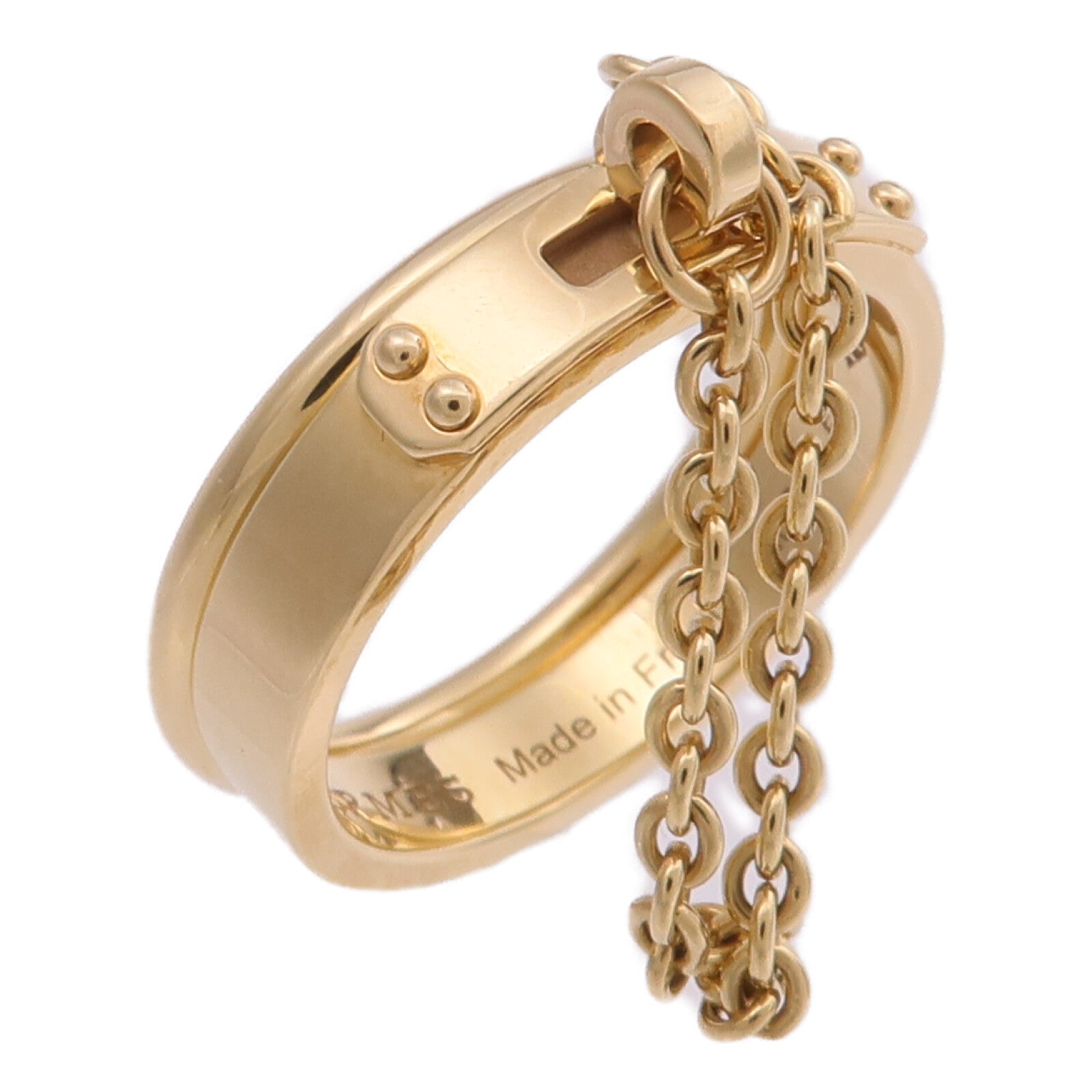 HERMES 18K黃金Bague Kelly TPM Double戒指Hermes#50/US#5.25