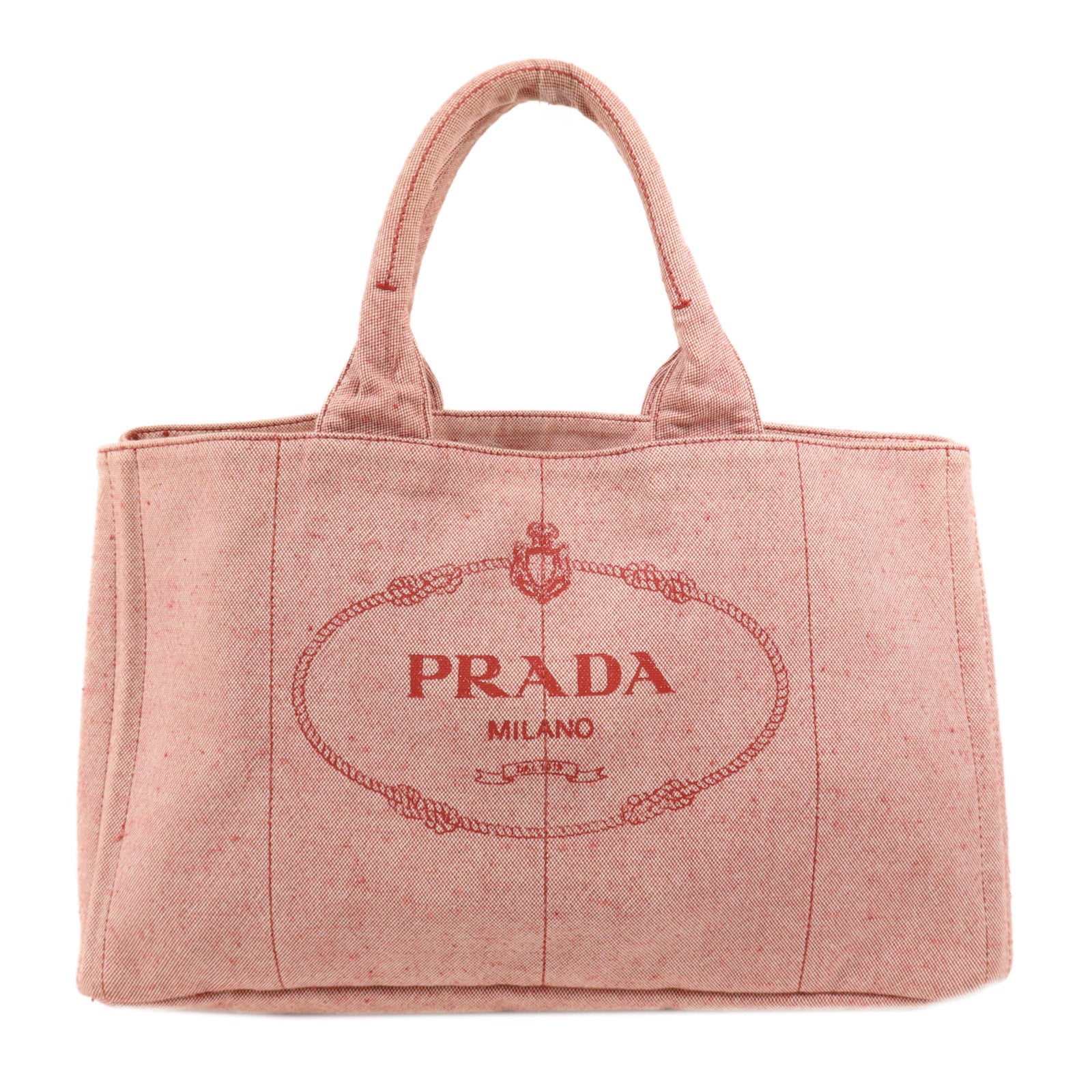 PRADA 帆布Canapa金扣手挽袋