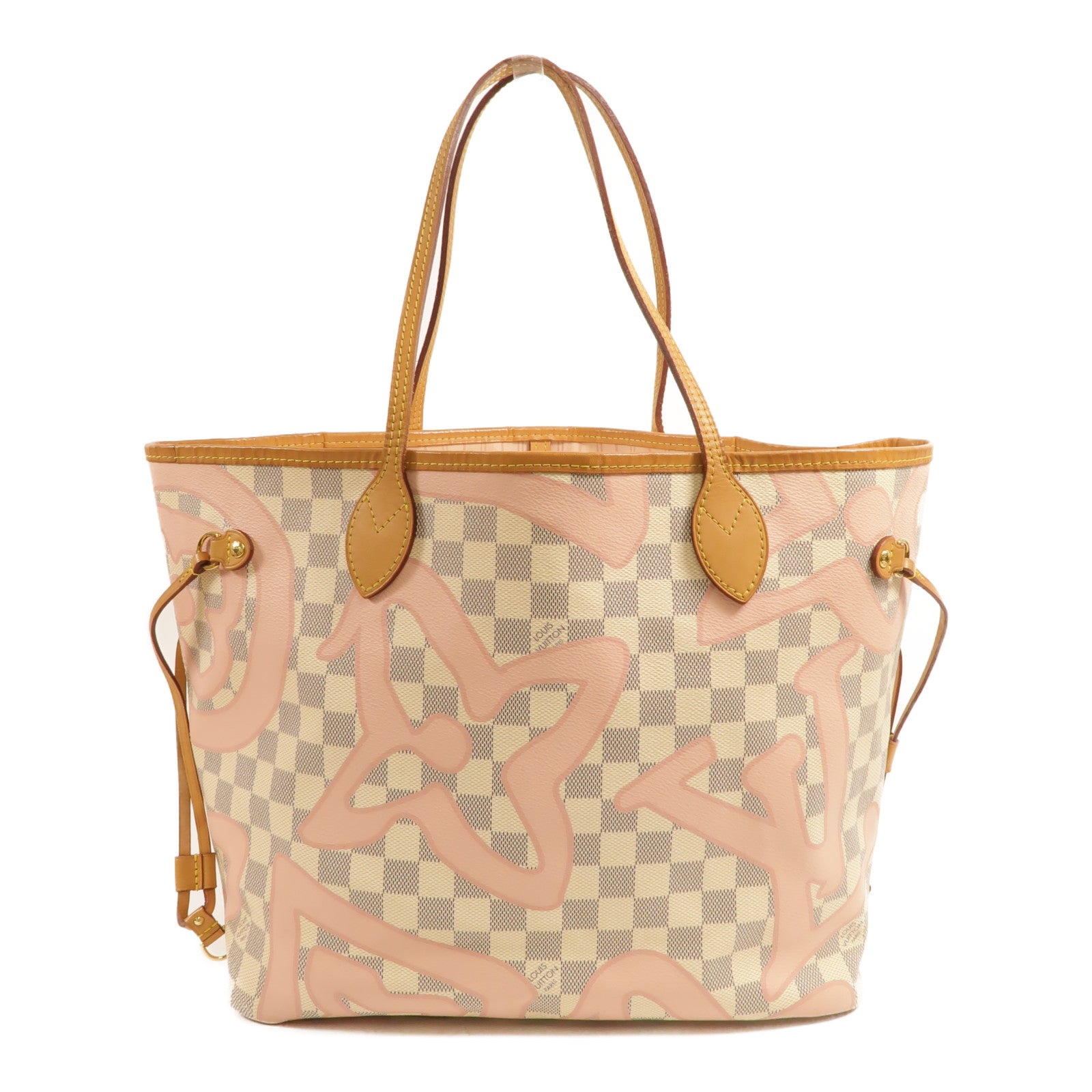 LOUIS VUITTON Damier Azur Tahitienne Neverfull MM金扣肩背袋