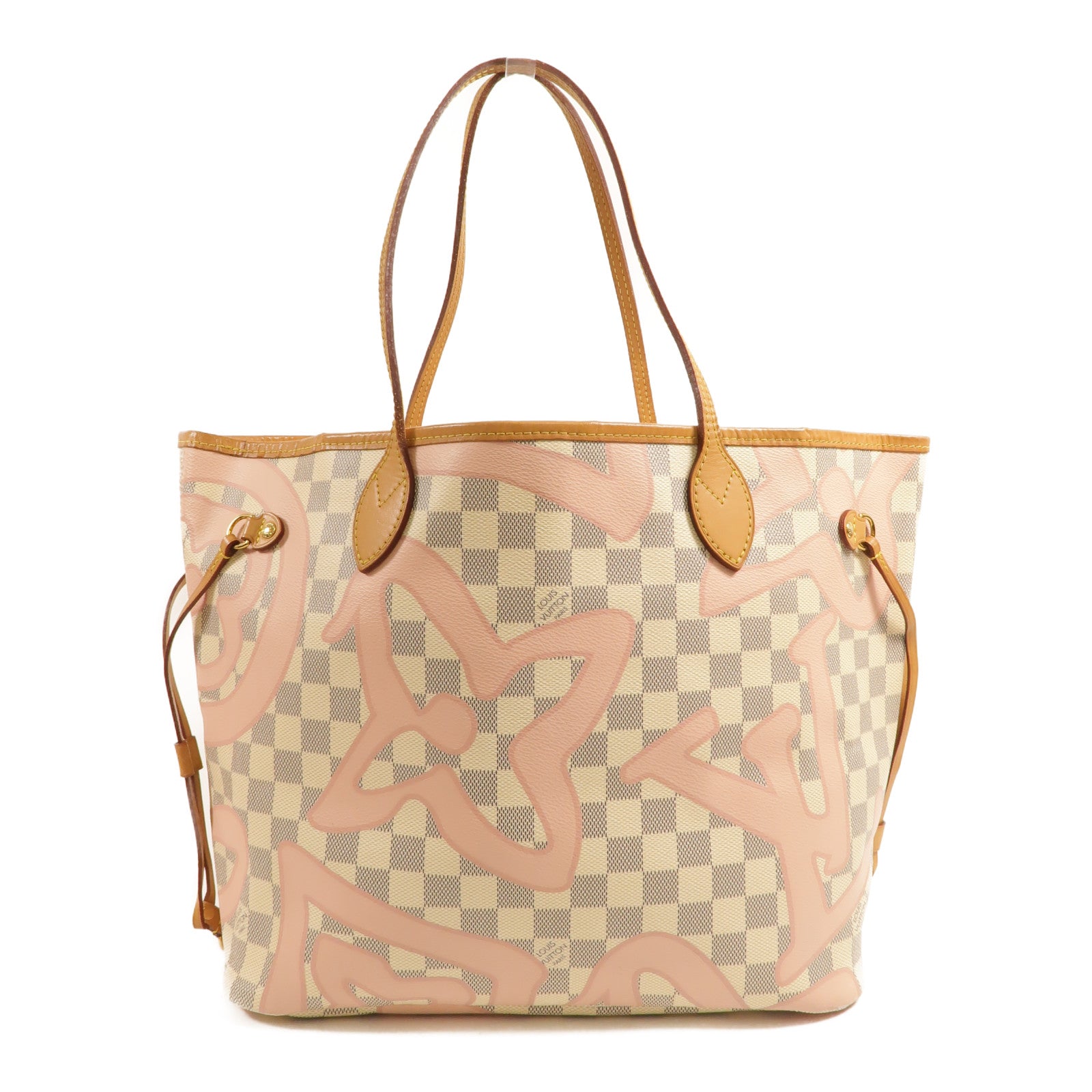 LOUIS VUITTON Damier Azur Tahitienne Neverfull MM金扣肩背袋