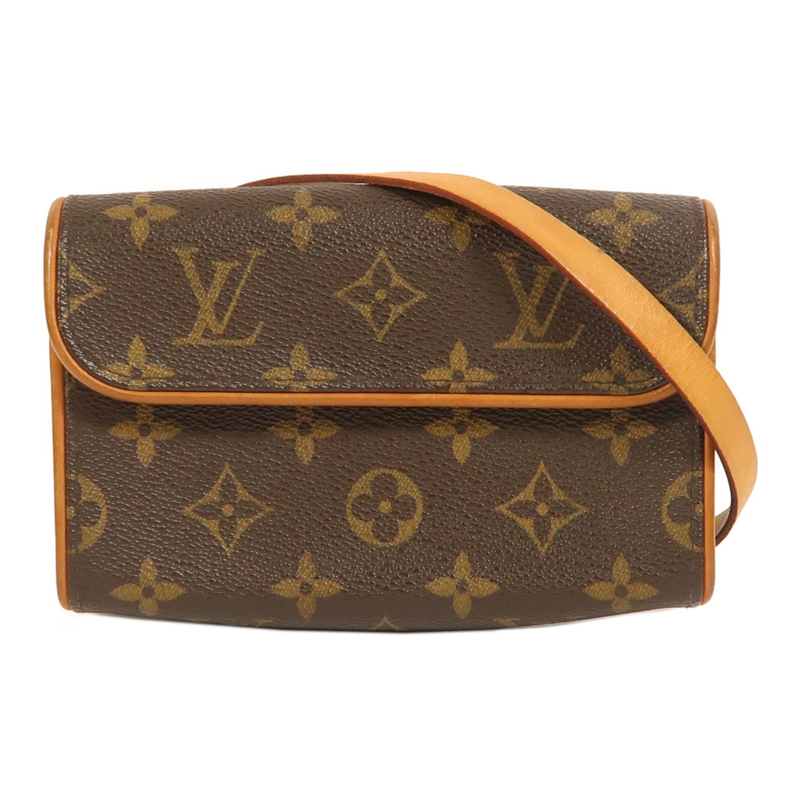 LOUIS VUITTON Monogram Pochette Florentine金扣腰包棕色