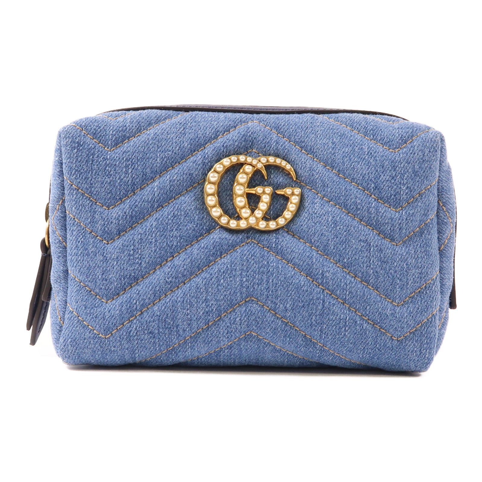 GUCCI GG GHW Pouch 476165 Denim Blue