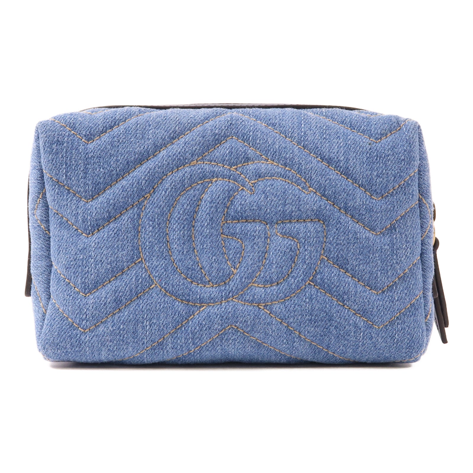 GUCCI 牛仔布Pouch金扣手拿包