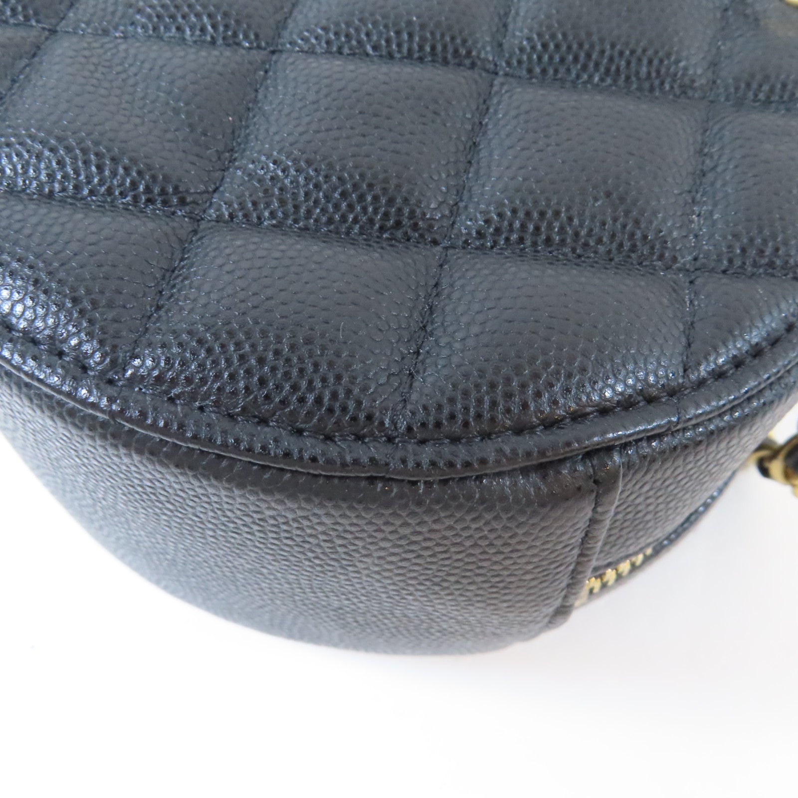 CHANEL 【激減優惠】菱格Caviar皮革Round Chain Bag金扣鏈帶手挽肩背兩用袋黑色