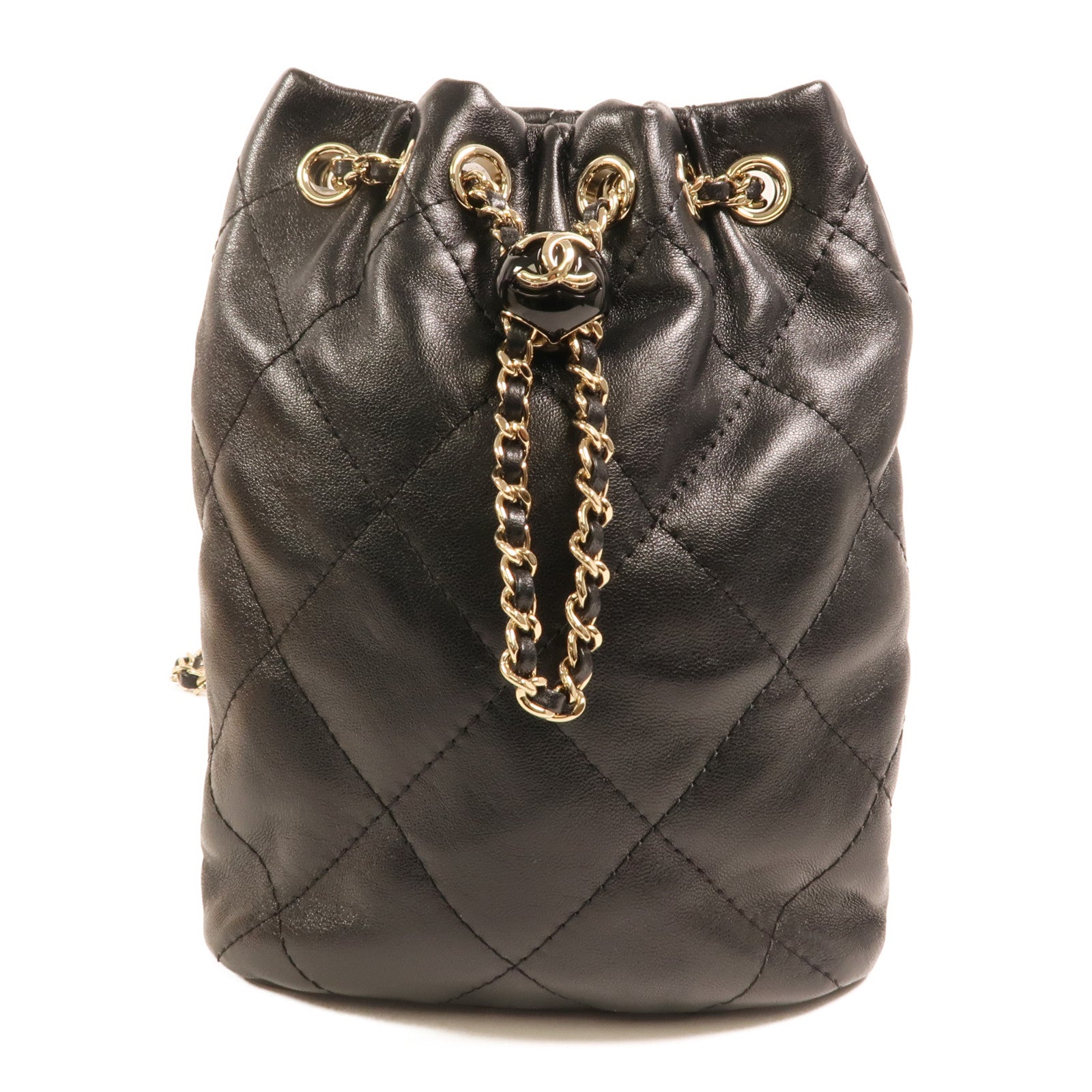 CHANEL 羊皮皮革Rucksack金扣鏈帶背包